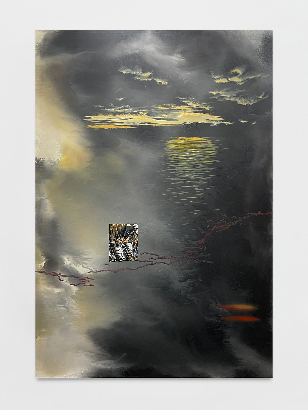 Untitled (Before the New)Oil and acrylic on nylon, 190x130 cm, 2024