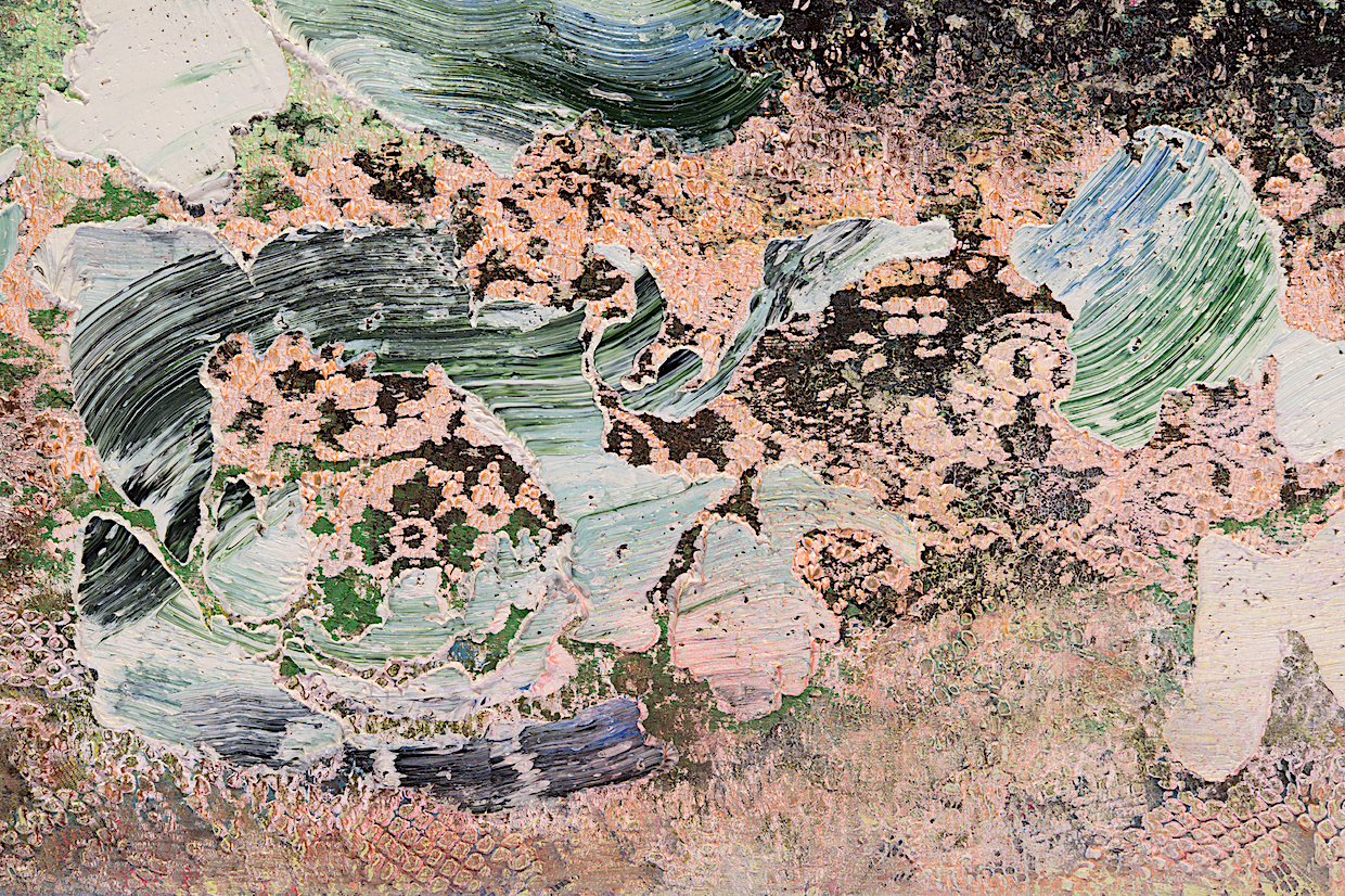  Kim Benson, detail: Untitled (vanities), 2018, 52 x 40", oil on canvas