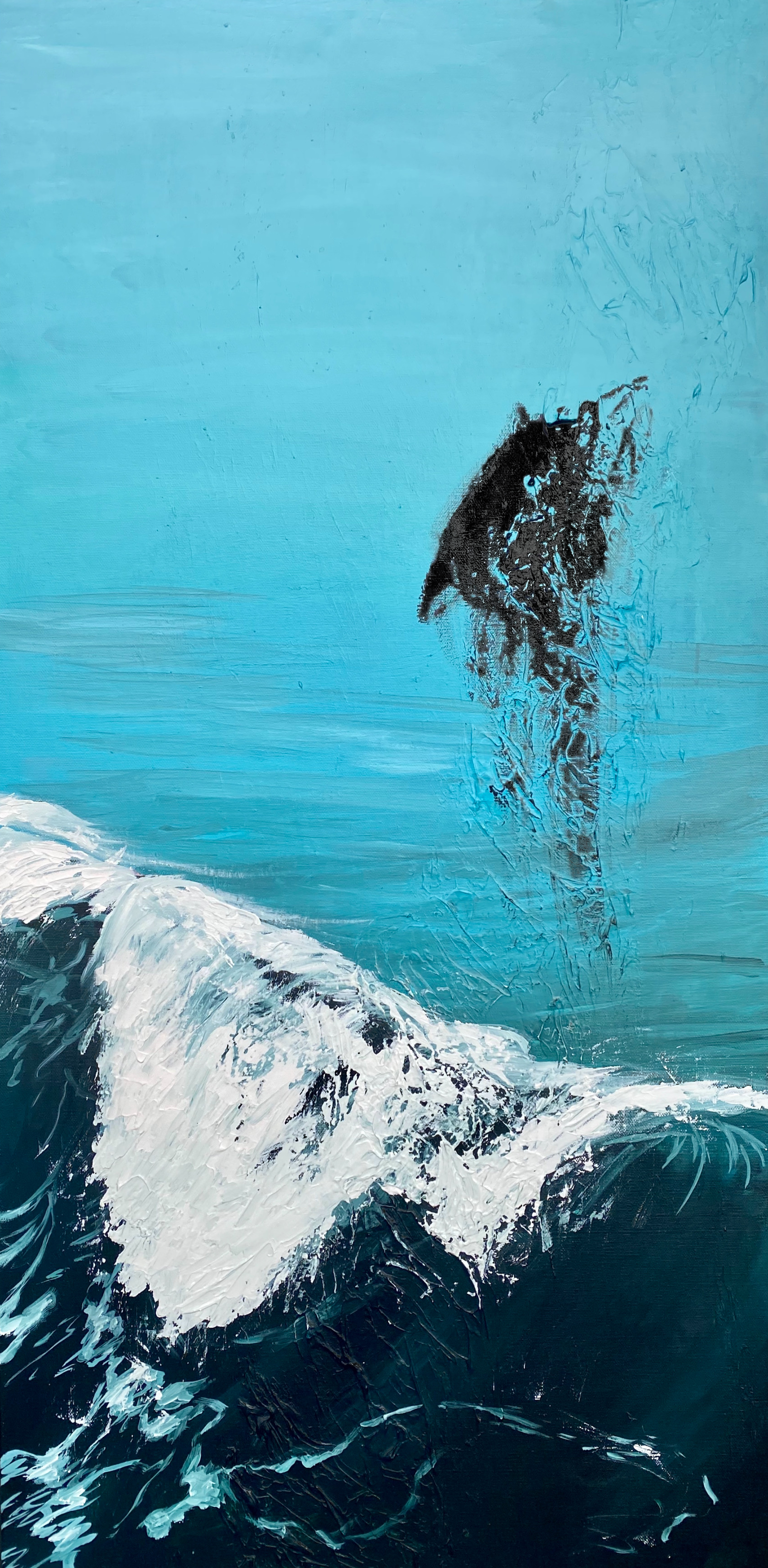 Hiding, 2020, acrylic on canvas, 101 x 50 cm