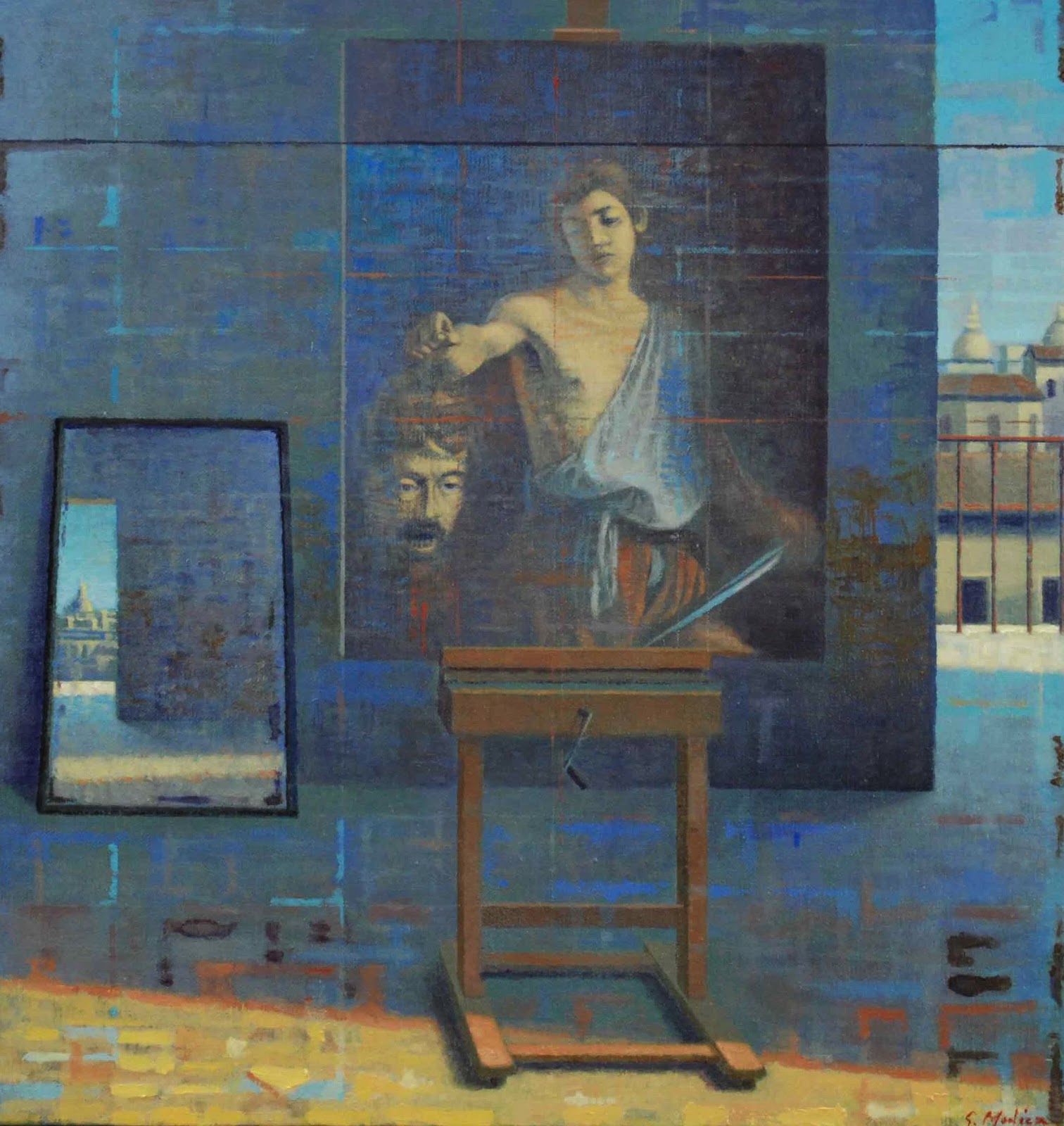 L'atelier di Caravaggio, 2010, olio su tela, cm 50 x 50