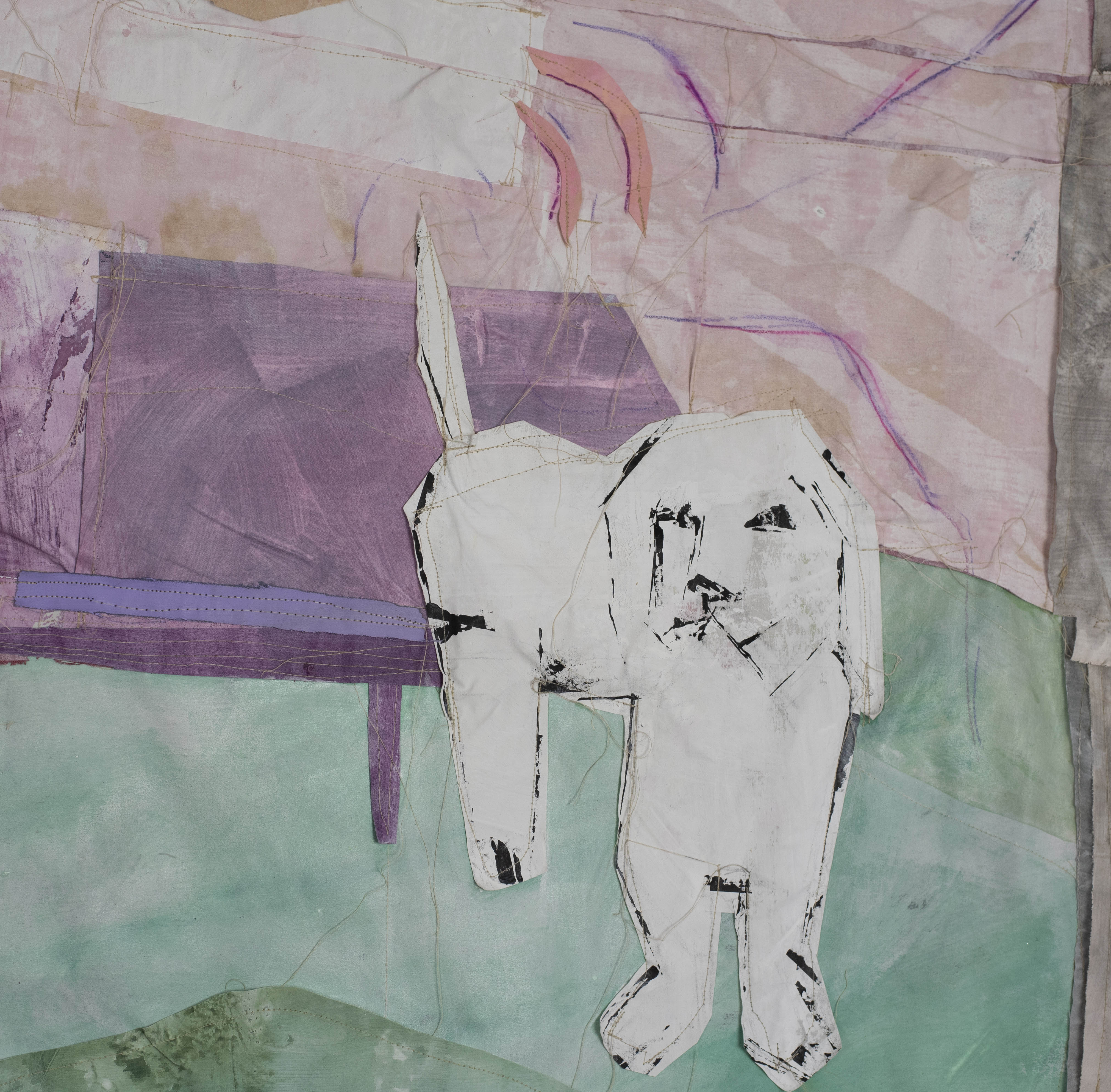 in warm pink light, with all my pets (detail)