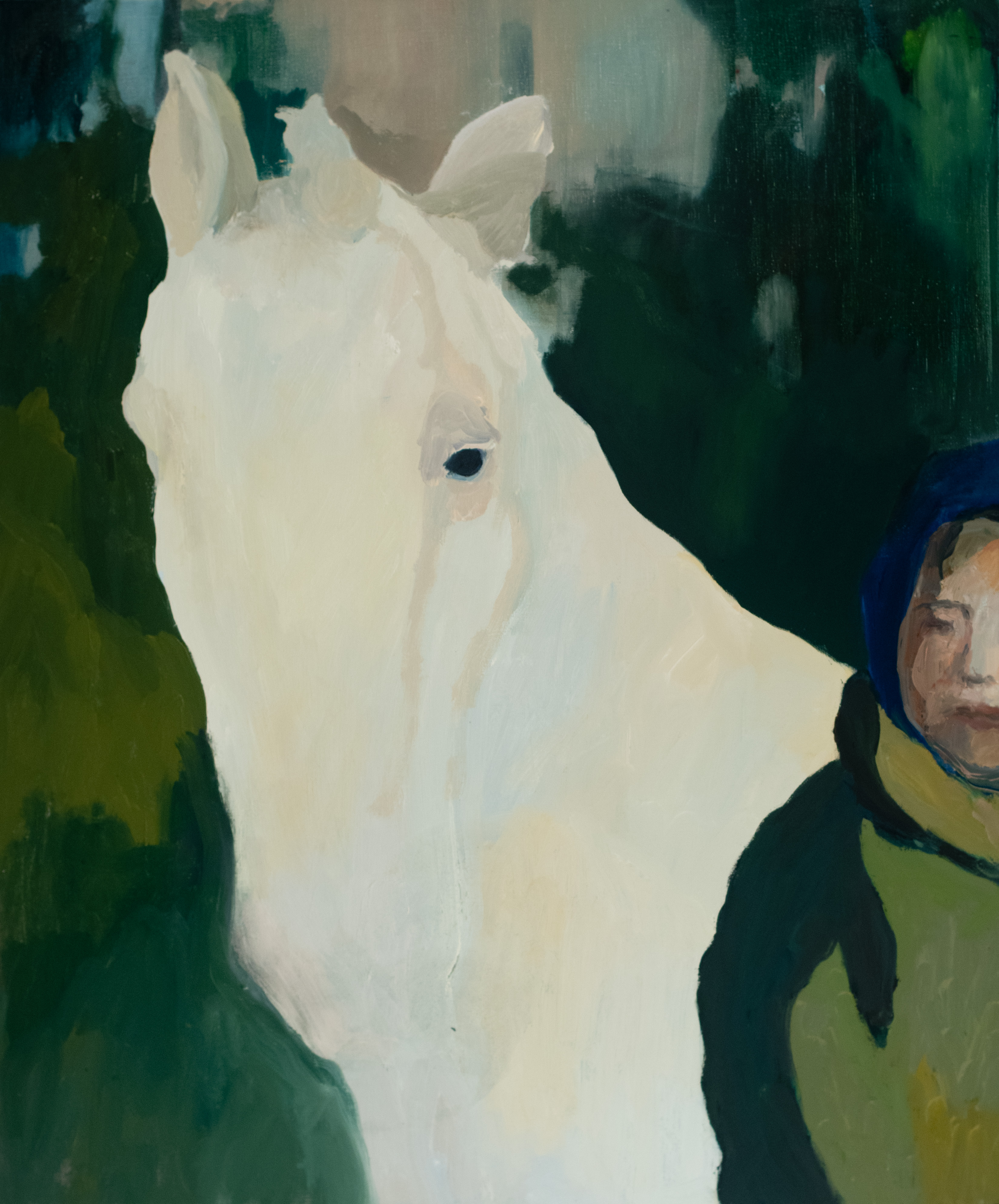 White Horse, oil on linen 26x30" 2024