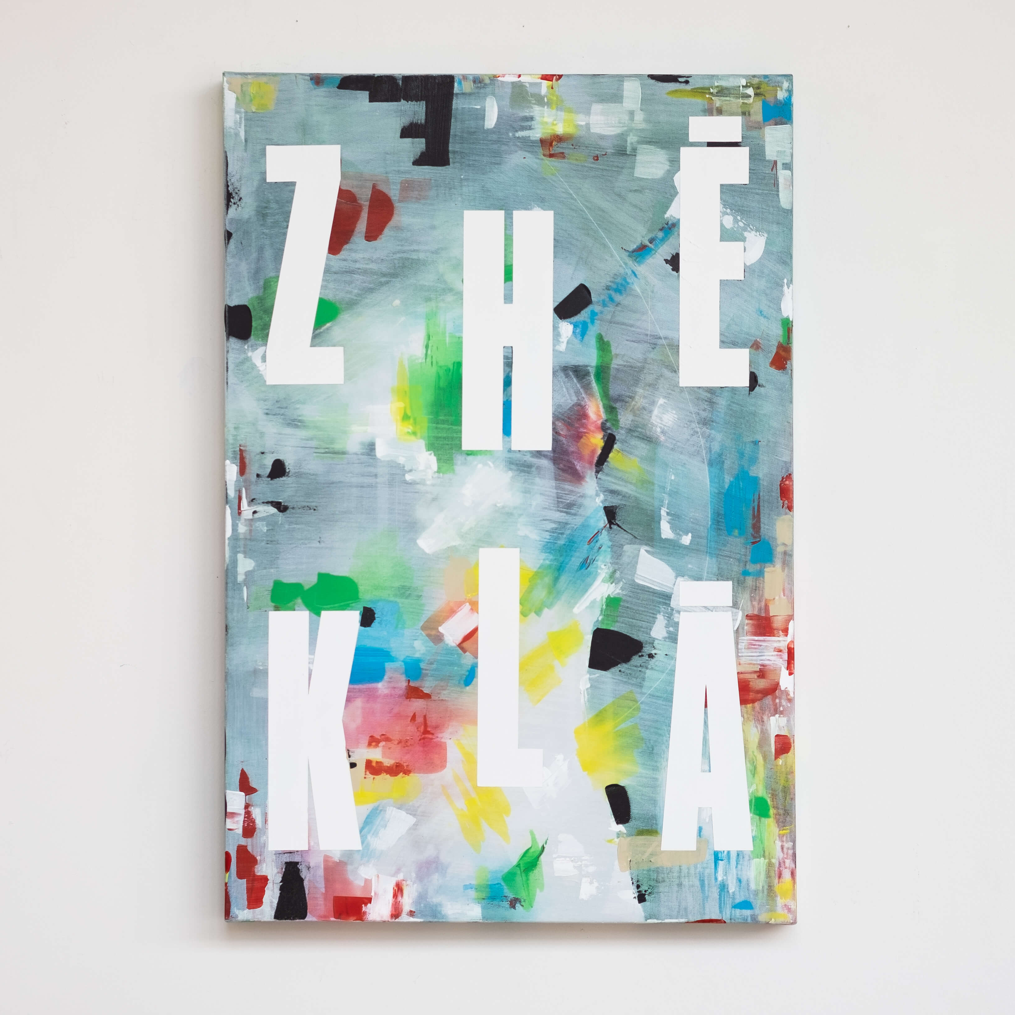 ZHĒKLĀ, 2020, Acrylic on archival inkjet on canvas, 30 x 20 in 