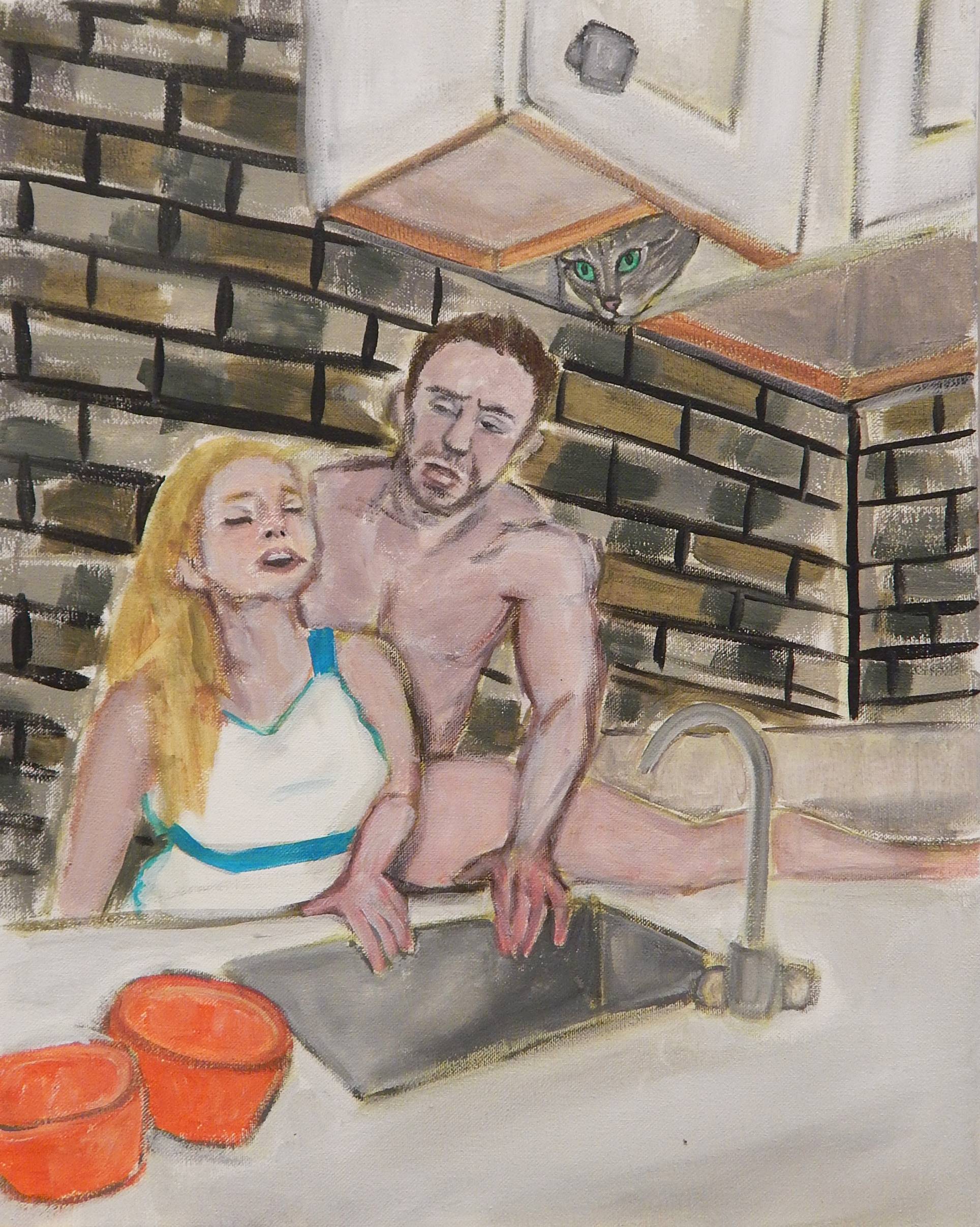 Curious cat, Acrylic on canvas, 50x40 cm, 2020