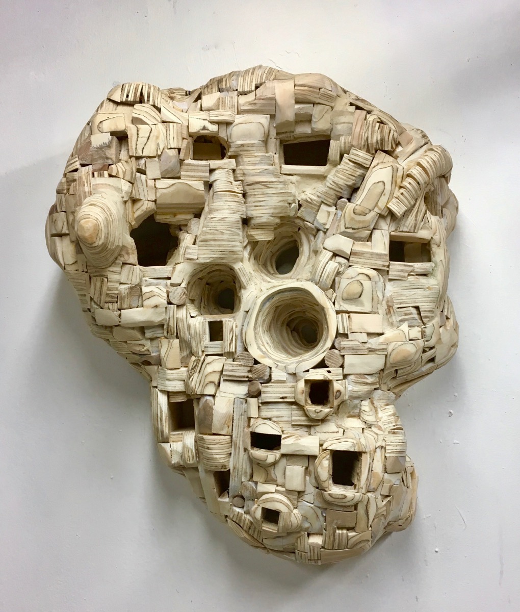 Burl Eyes, 2017, wood, 21" x 17" x9"