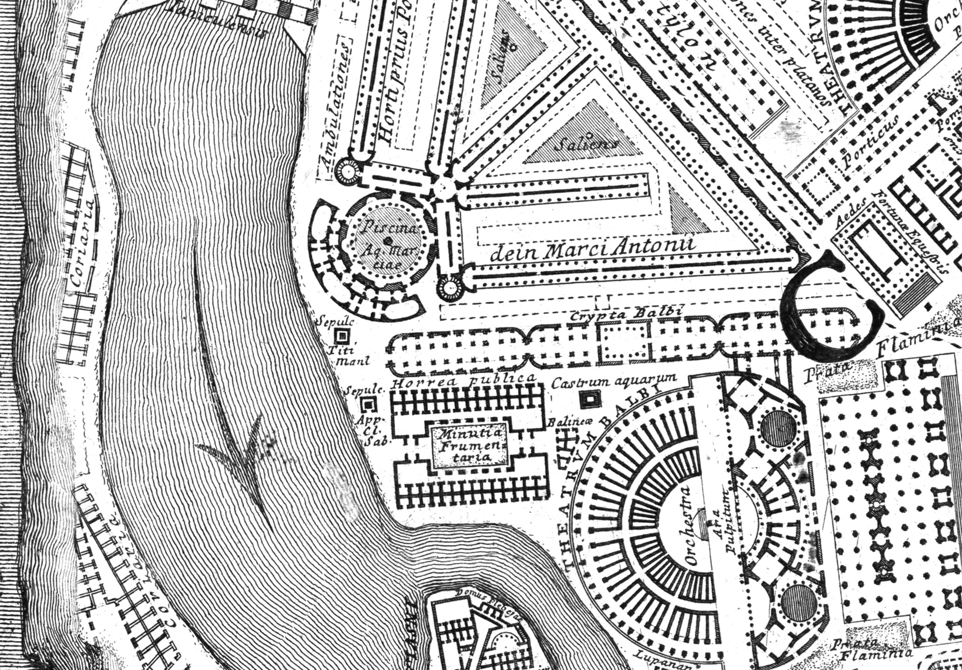 G.B. Piranesi, detail of the Ichnographia Campi Martii, 1762.