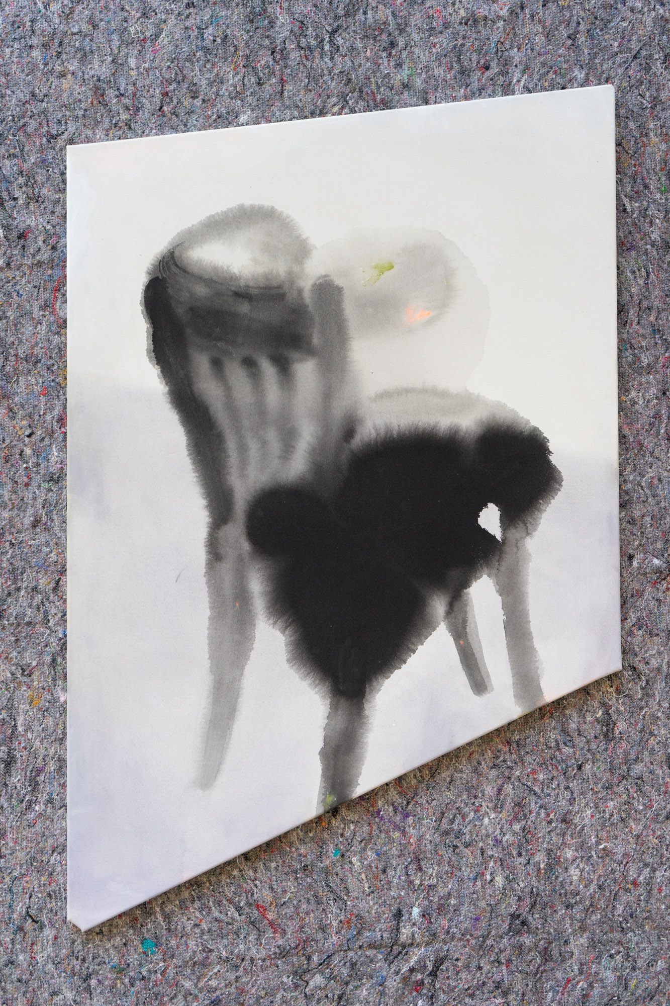 The chair / 111×80×85×87cm / acrylic and black ink on canvas 