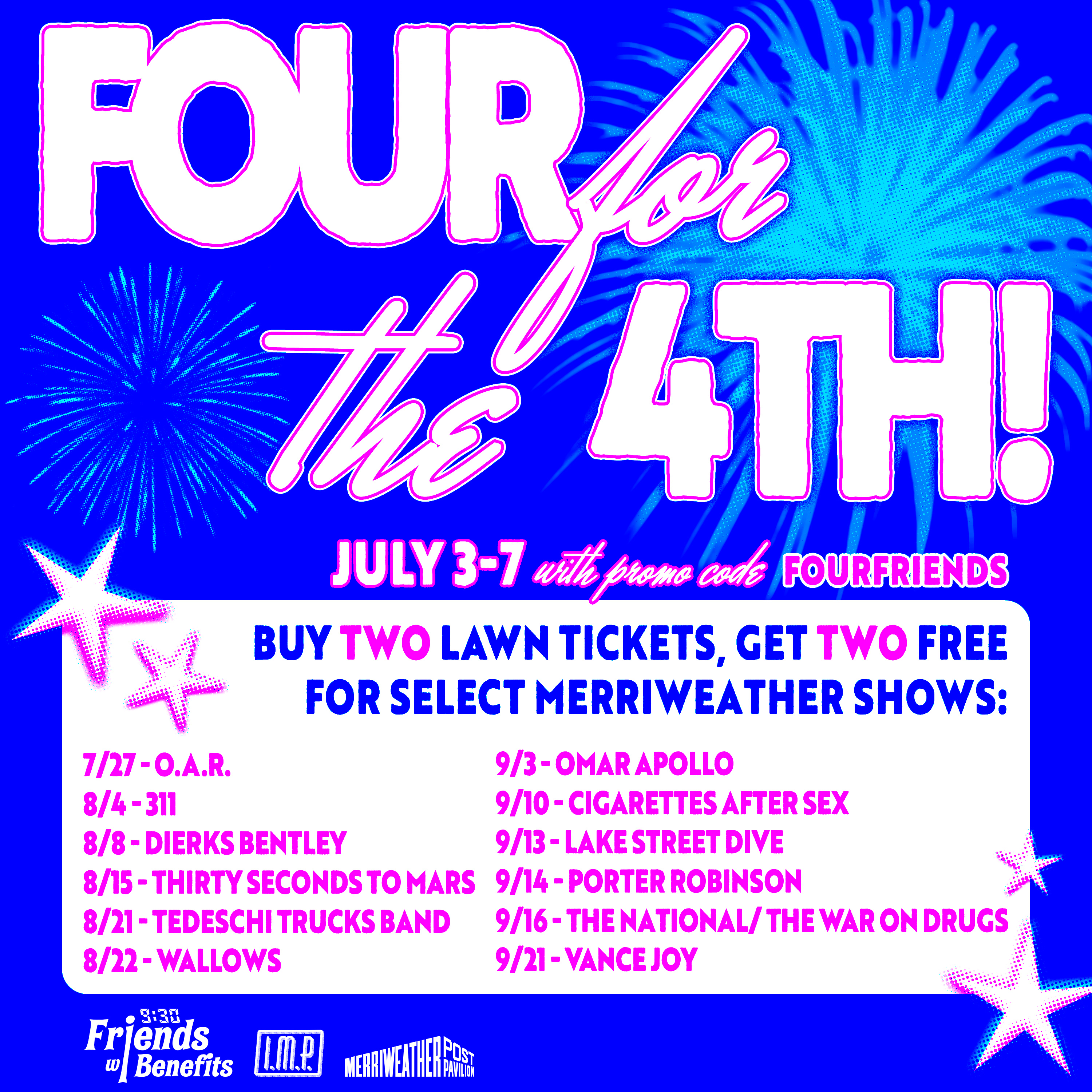 4th of July promo ad for Merriweather Post Pavilion, summer 2024