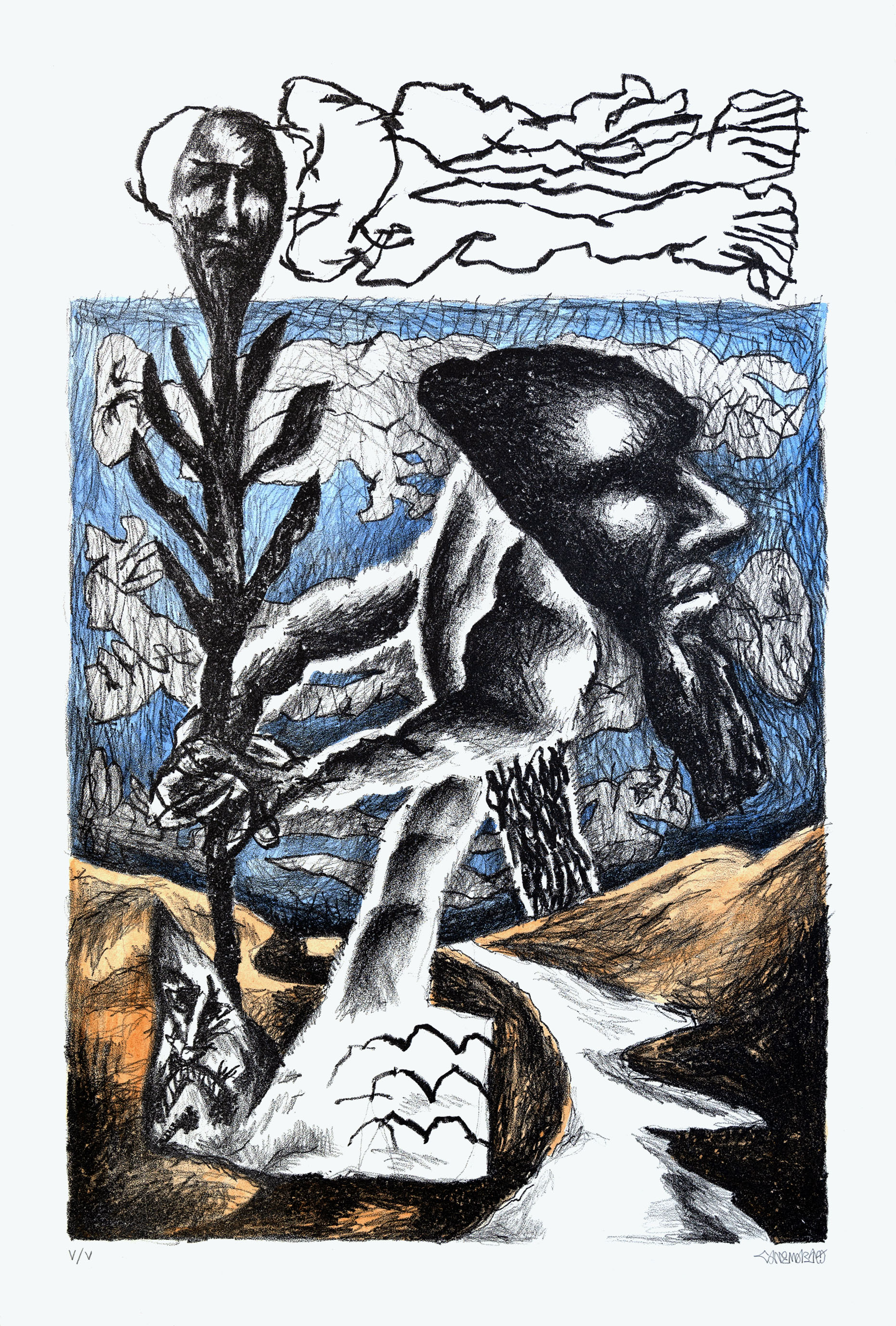 Untitledlitograph on paper hand-finished with watercolors, printed by Litografia Bulla, edition of 10, 60x40cm, 2022 · info