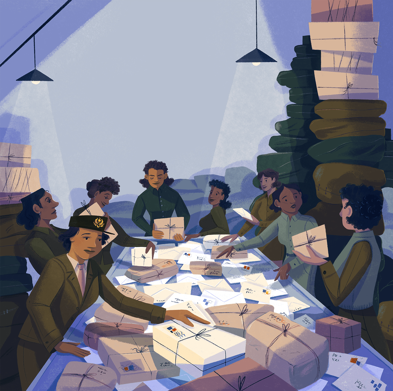 A group of african american women sorting mail in the second world war.