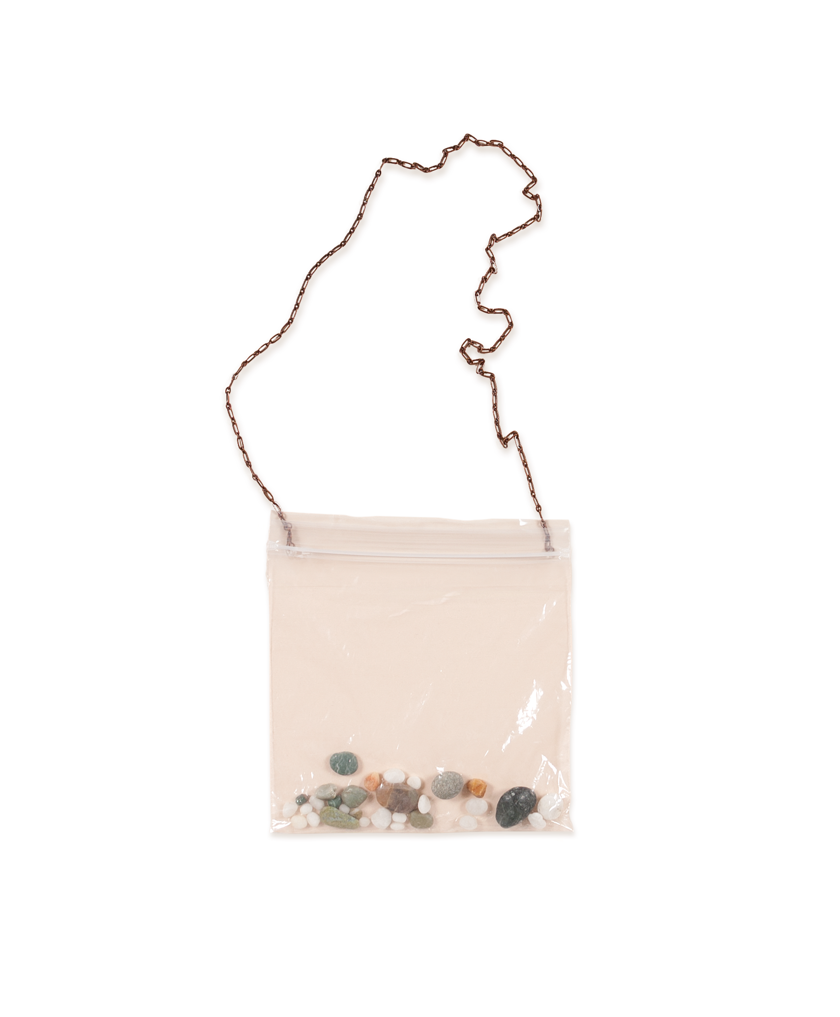 Wear What You Like Necklace, 2016 — plastic sandwich bag, chain (w/ small rock collection)