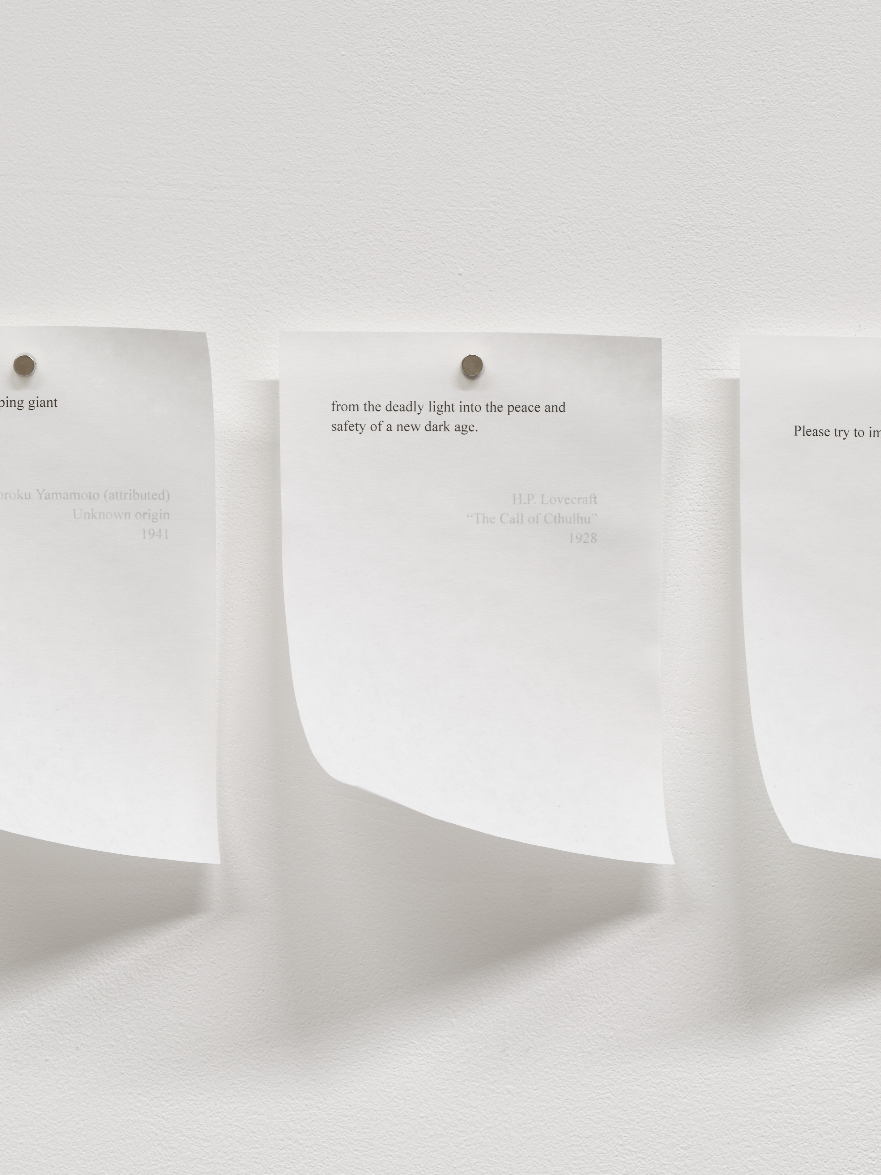 Poem in High Contrast, 2025. Inkjet print on tracing paper with magnets.