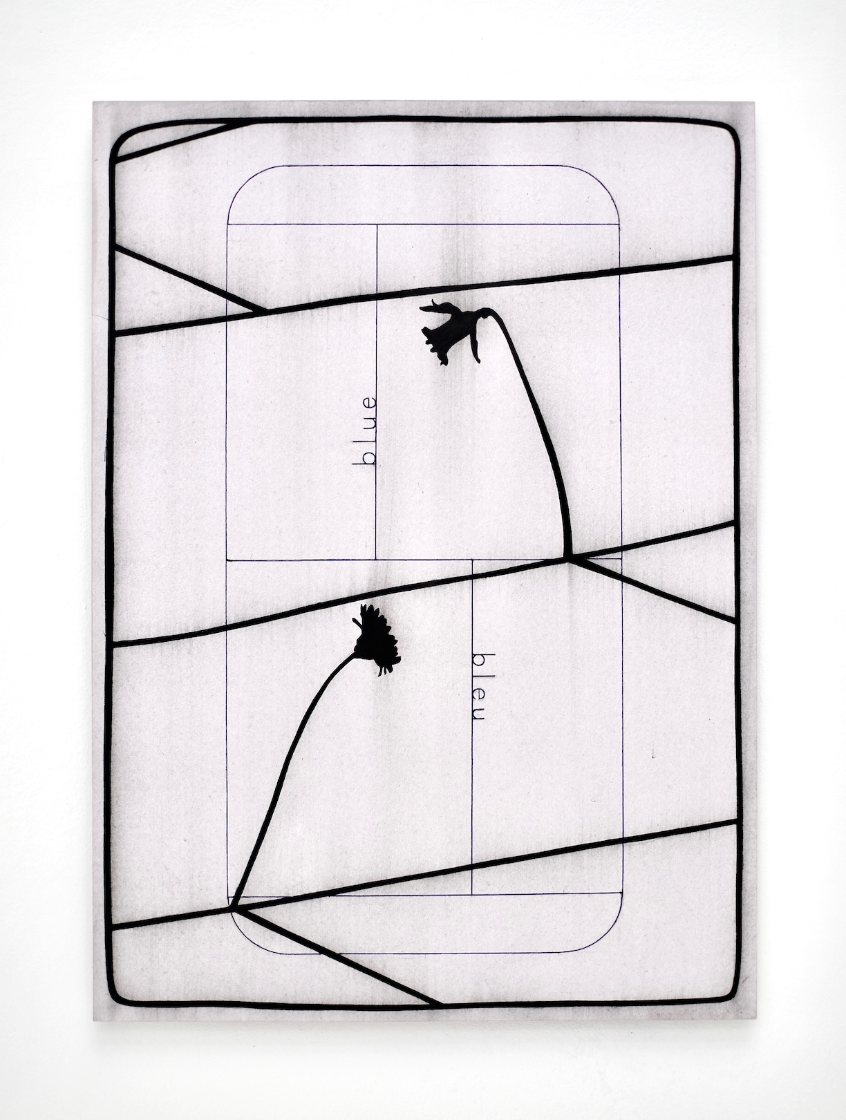 ‘Sunny structures’, 2022, acrylic and ballpoint on paper/aluminium, 43 x 31 cm