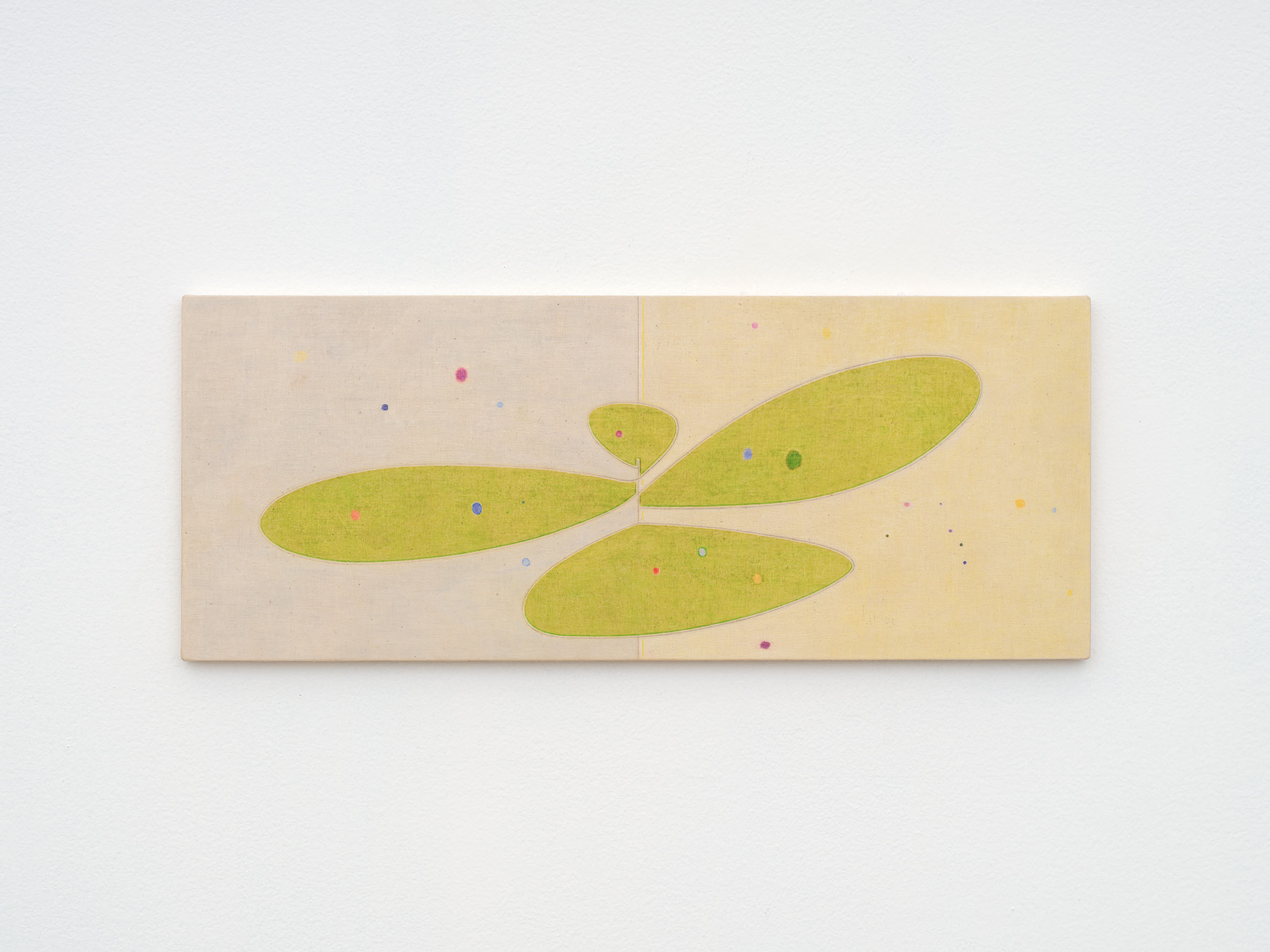 Marlon Kroll, A Sense of Vitality That Produces a Feeling of Green, 2024, Colored pencil and acrylic on muslin on wood, 8 (H) x 20 (W) in.