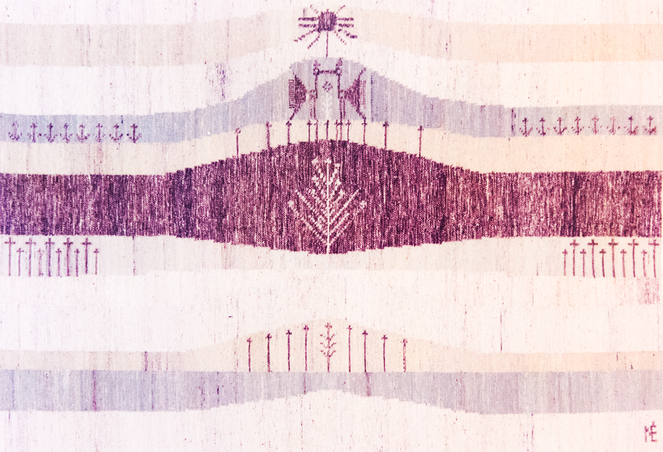 Handwoven wool rug. Serial production. 1970's