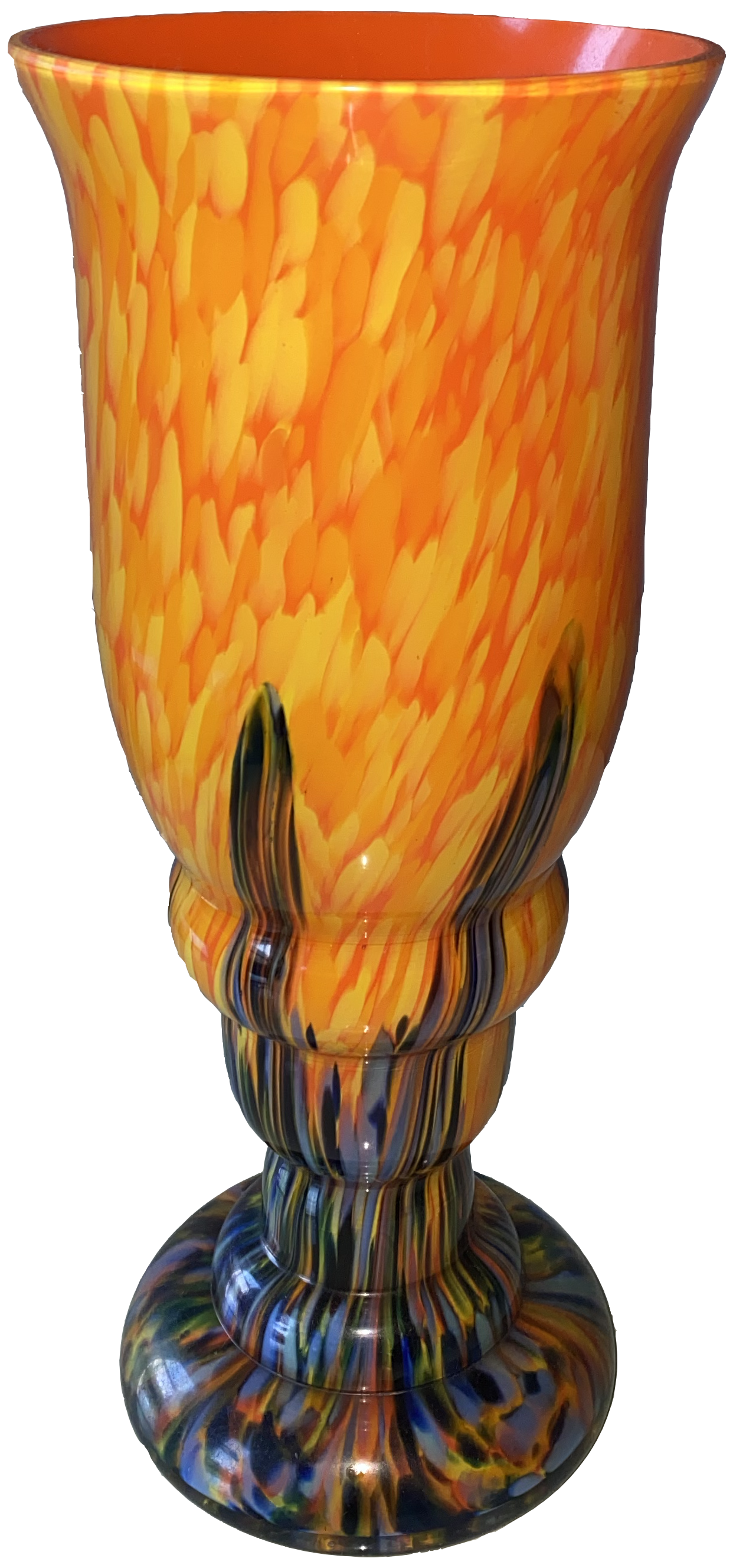 orange/multicolored glass vase