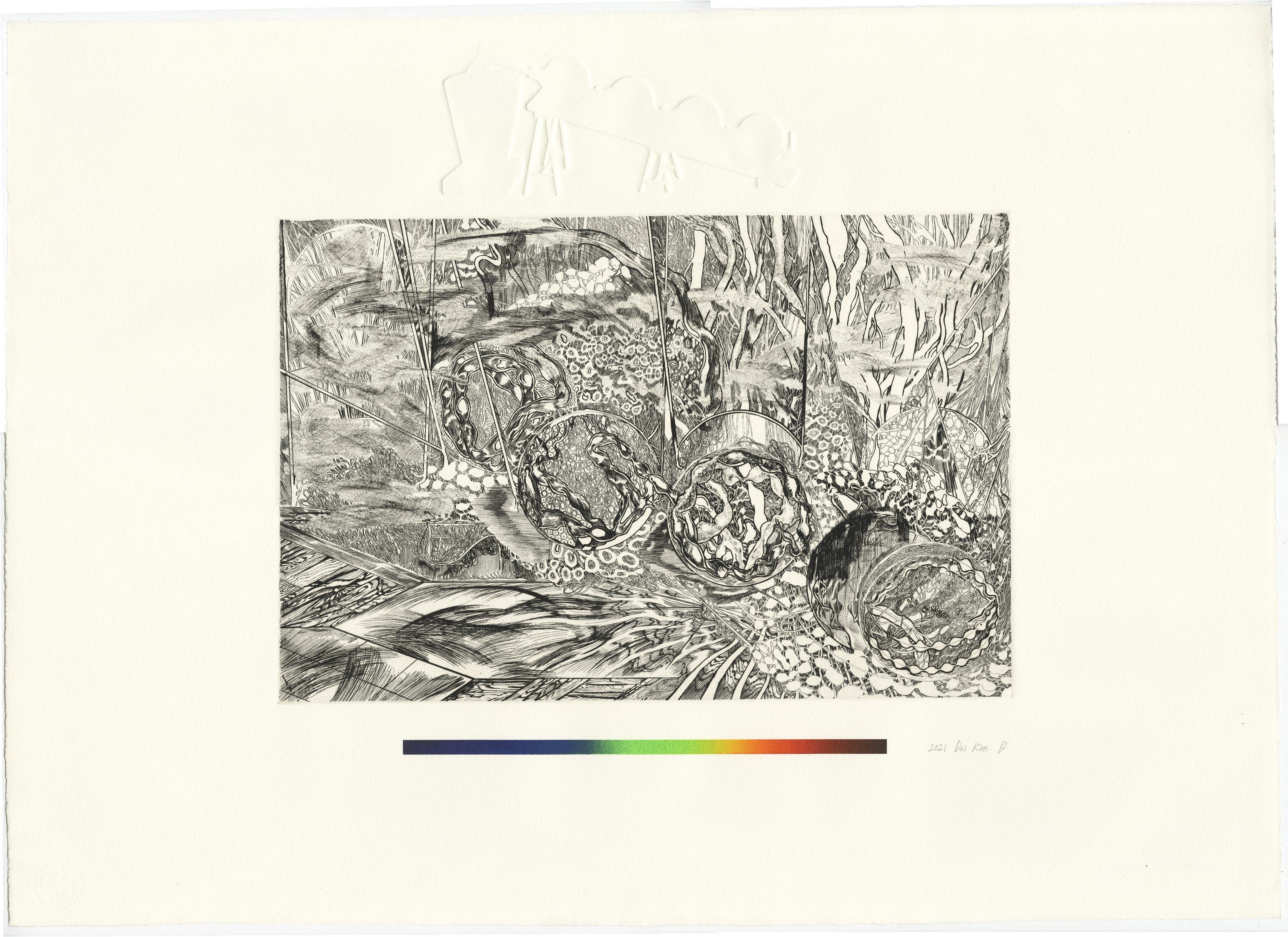 Silhouette 01: Encyclopedia (1751-1772), Denis Diderot  2021-2022Embossment, etching, and silkscreen on printmaking paper   paper size 22x30 inches / 76.2 x 55.8 cm, edition of 30 +3 AP