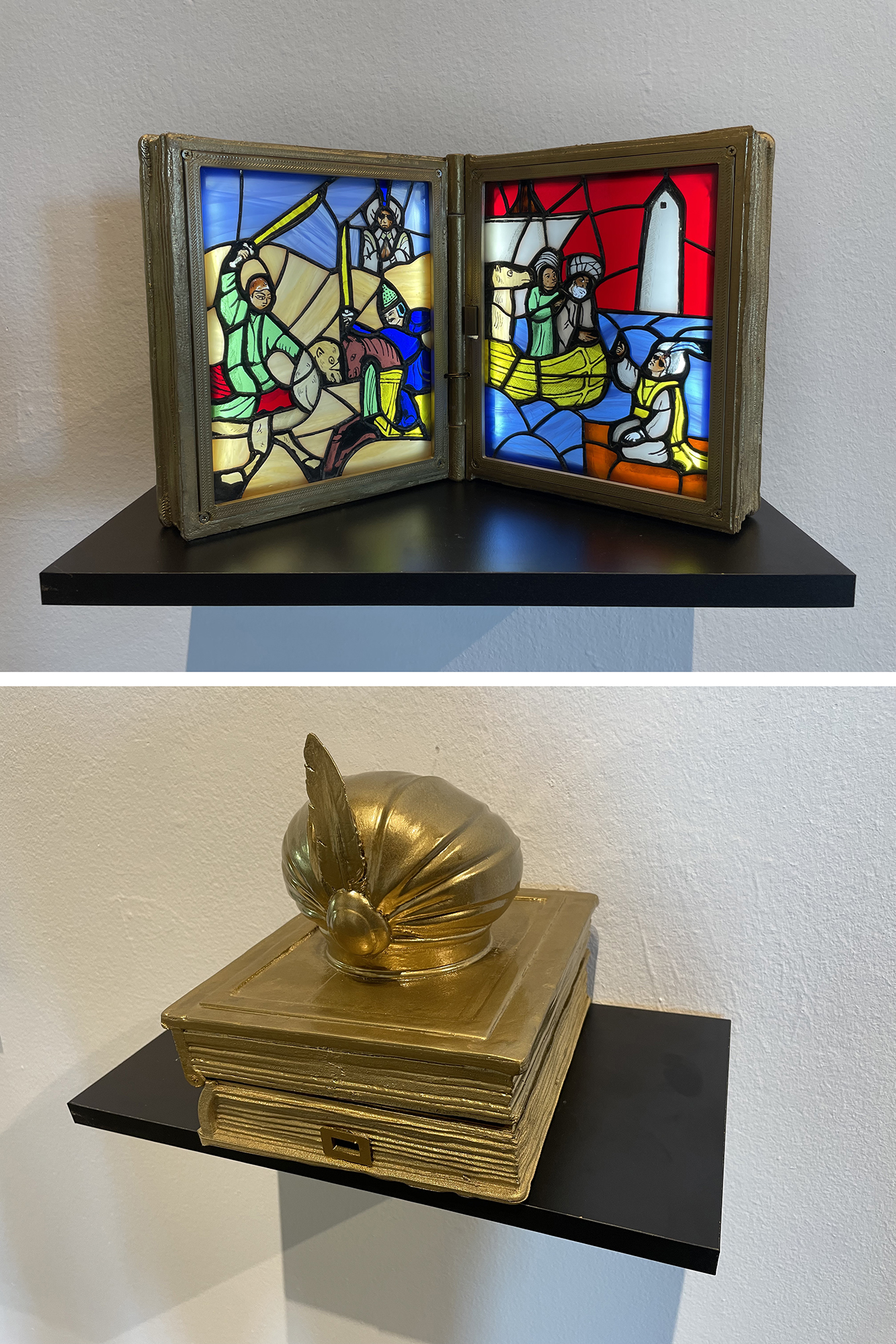 El viaje de AlliVitral con cinta de cobre-tiffany, objeto en impresión 3d40 x 21 x 20 cm2023