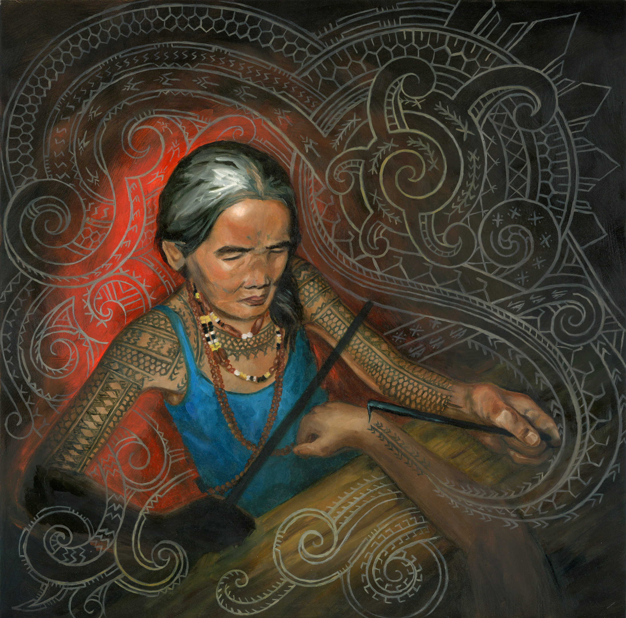 Wang Od - Painting/Collab w Elle Festin for Florence Tattoo Convention