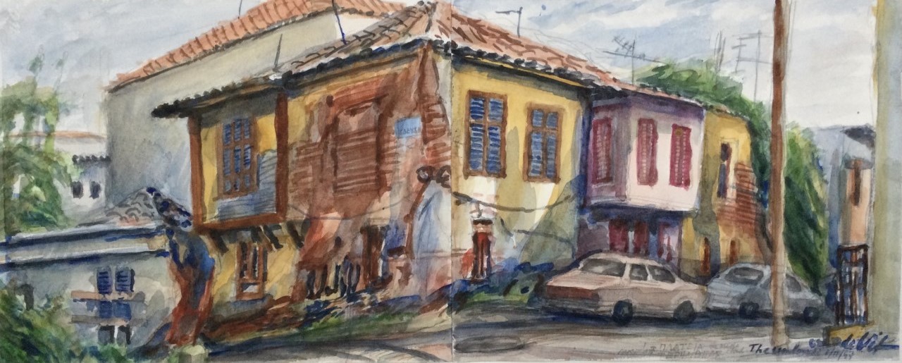 Thessaloniki Oude stad 1997 - watercolor 22x53 cm