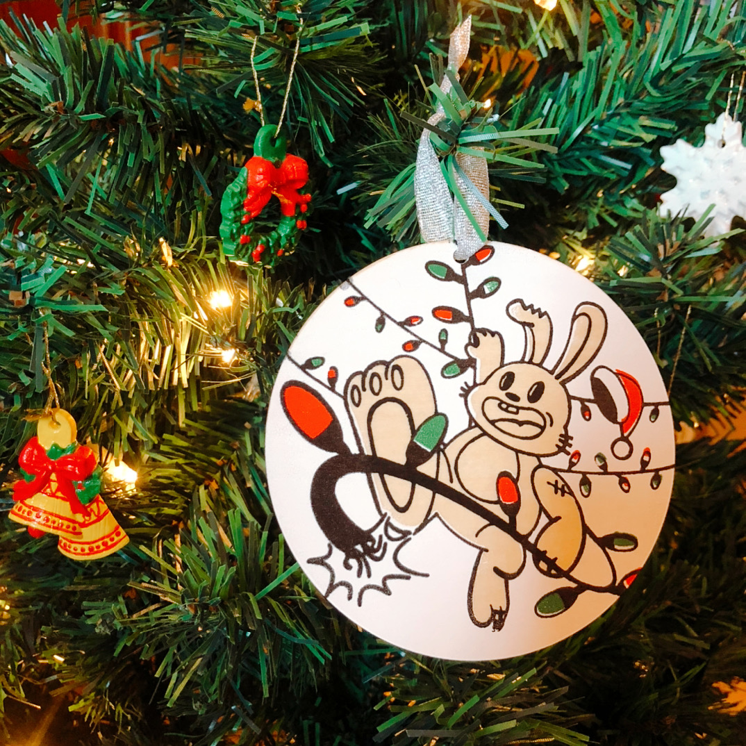 Zombie Bunny Christmas ornament