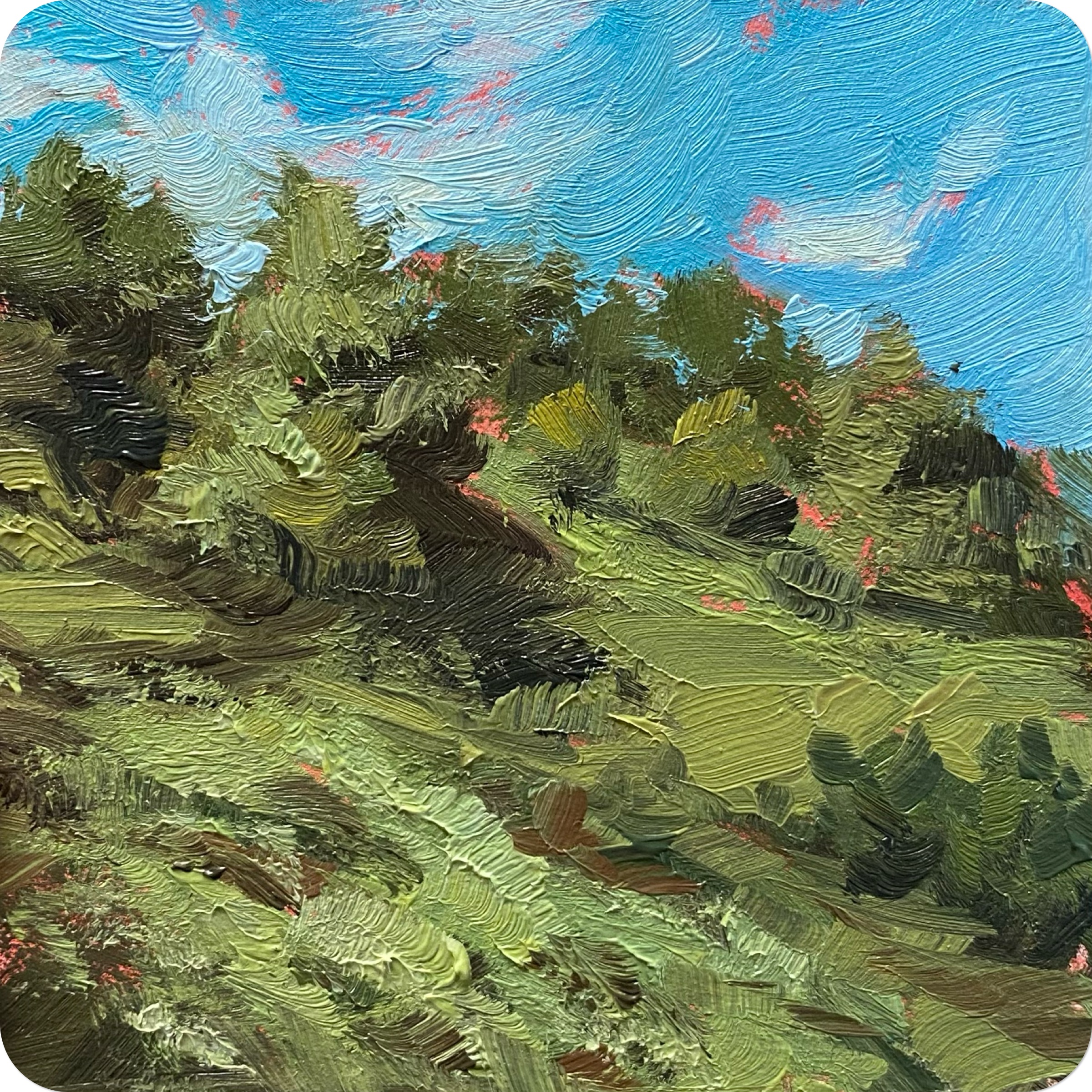 auriac, 202510 x 10 cm oil on MDF coaster