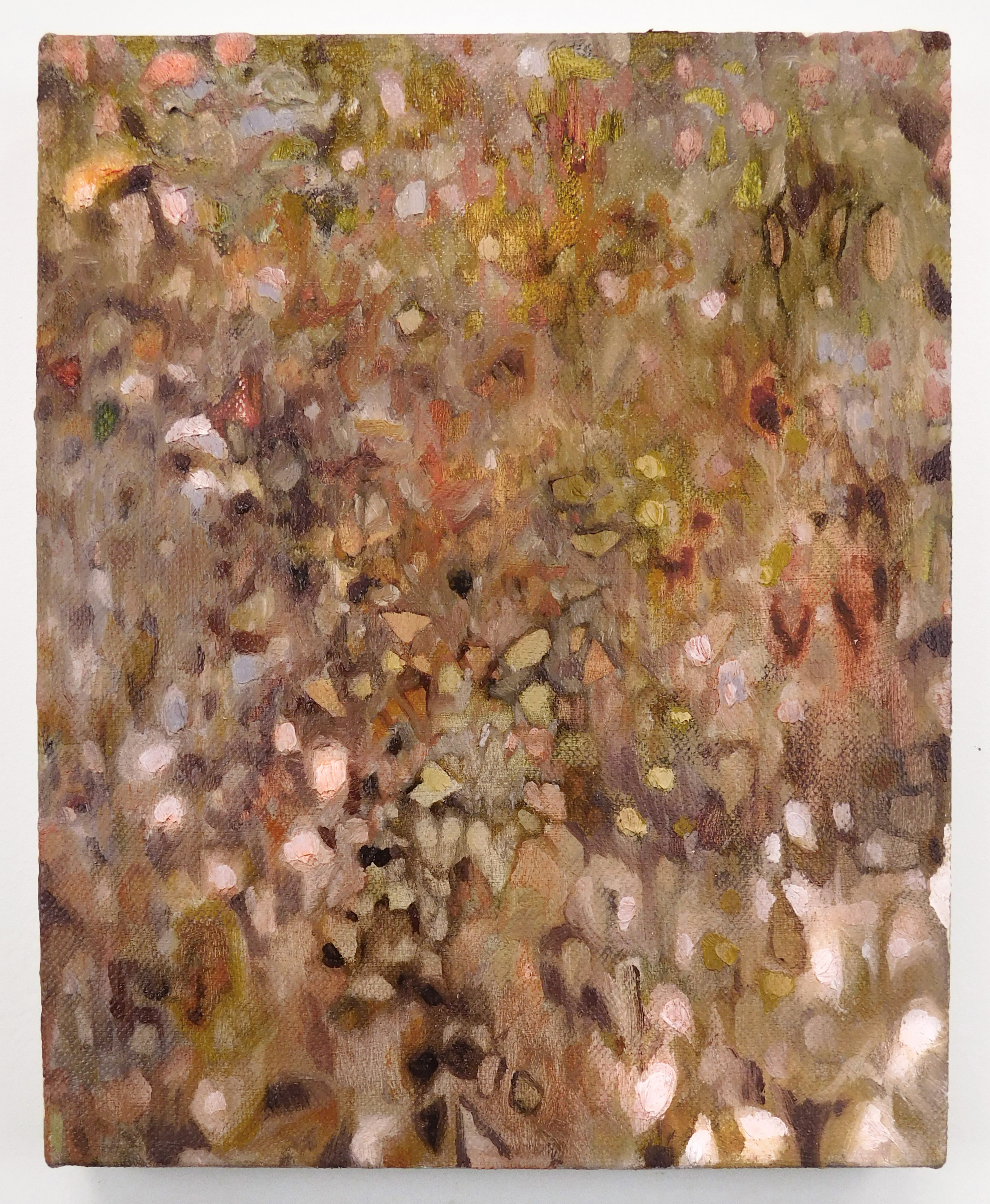 vines seen in clear pink lightoil on linen panel10x8"