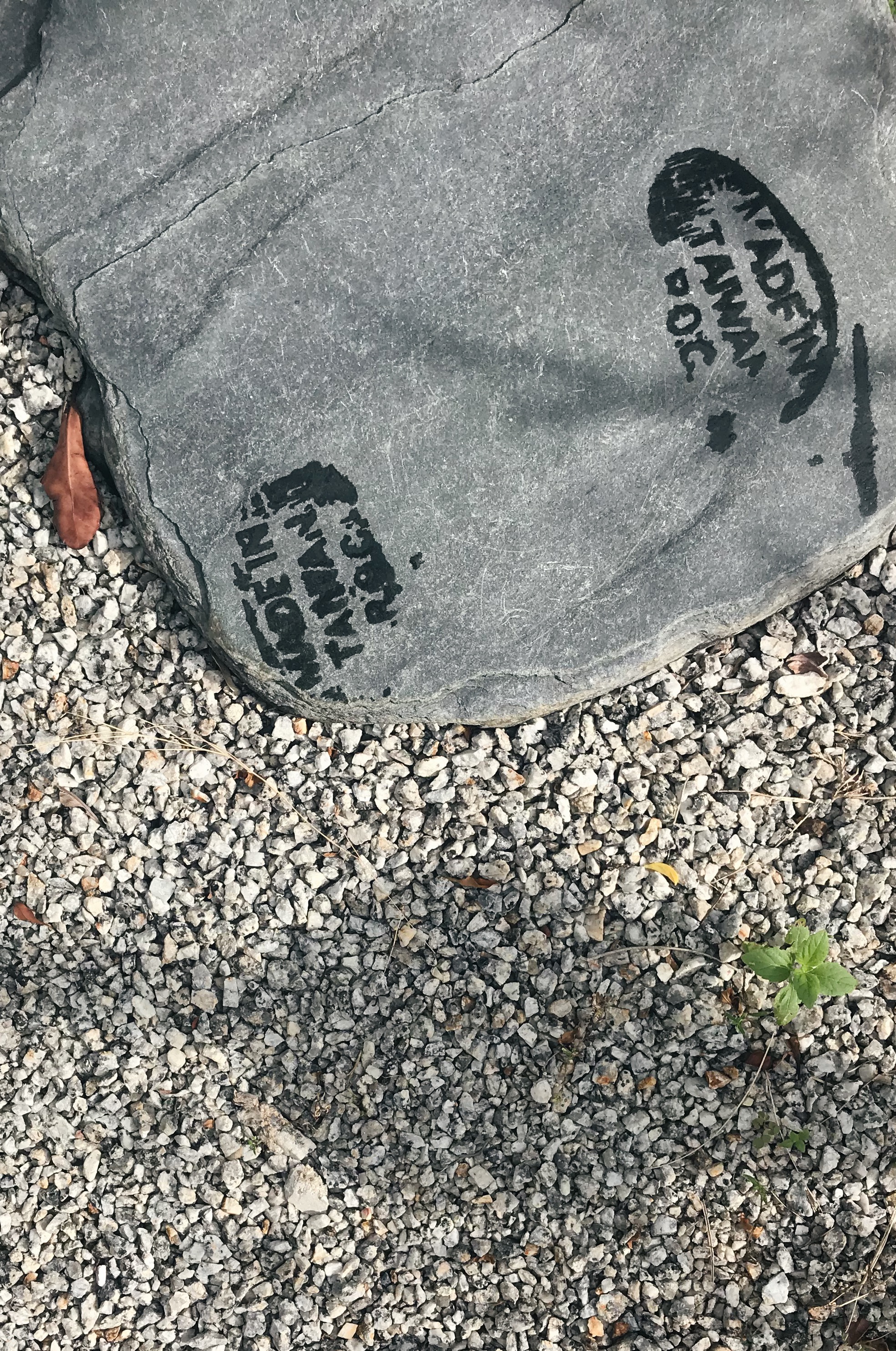 Flats on front yard stone pavement. Penang, Malaysia. July 2018