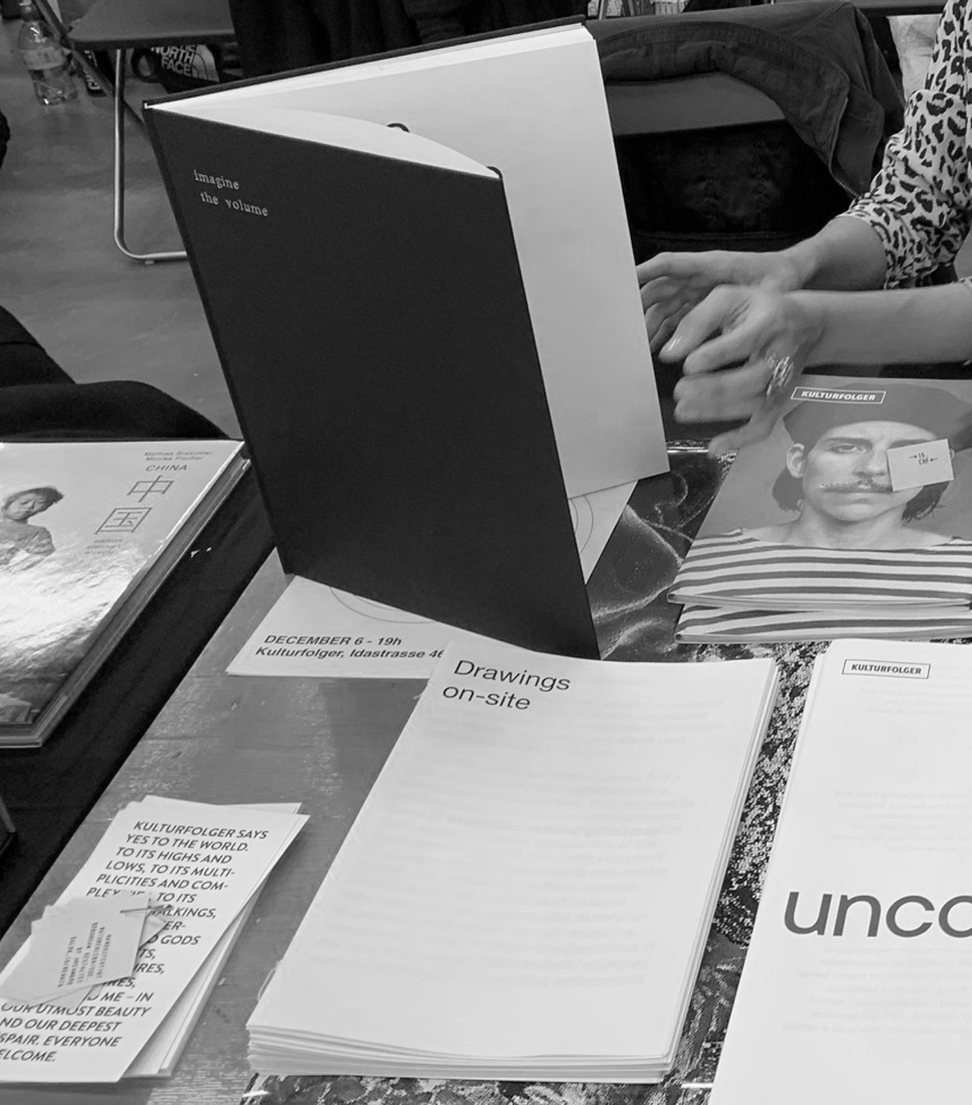 Imagine the volume & Drawings on-site (2019) Part of "Evidence of the absent' - Presented at Volumes Independent Art Publishing Fair 2019, Zürich