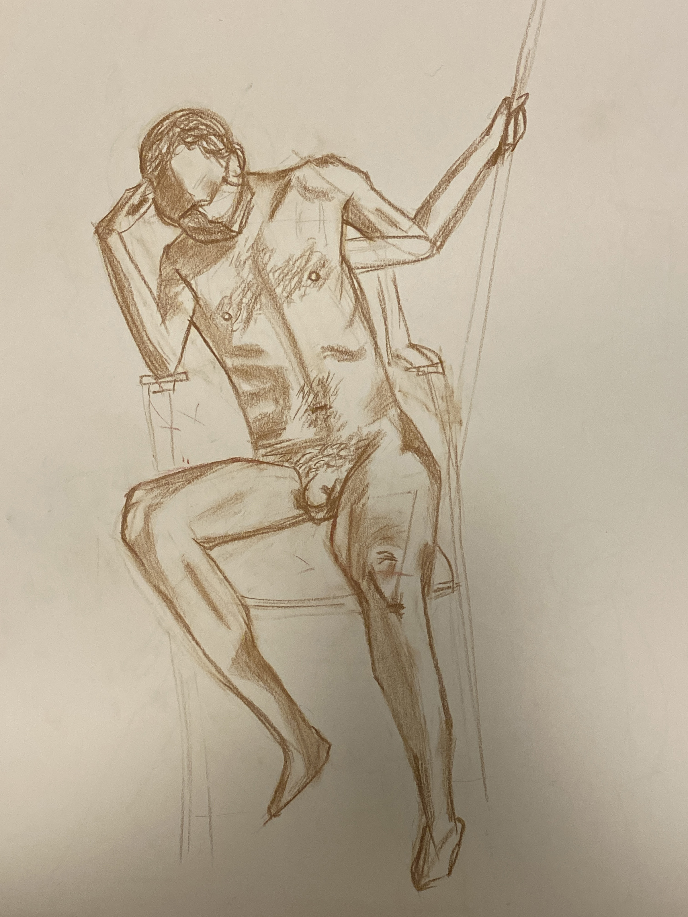figure study, conte on paper, 18x24, 2021