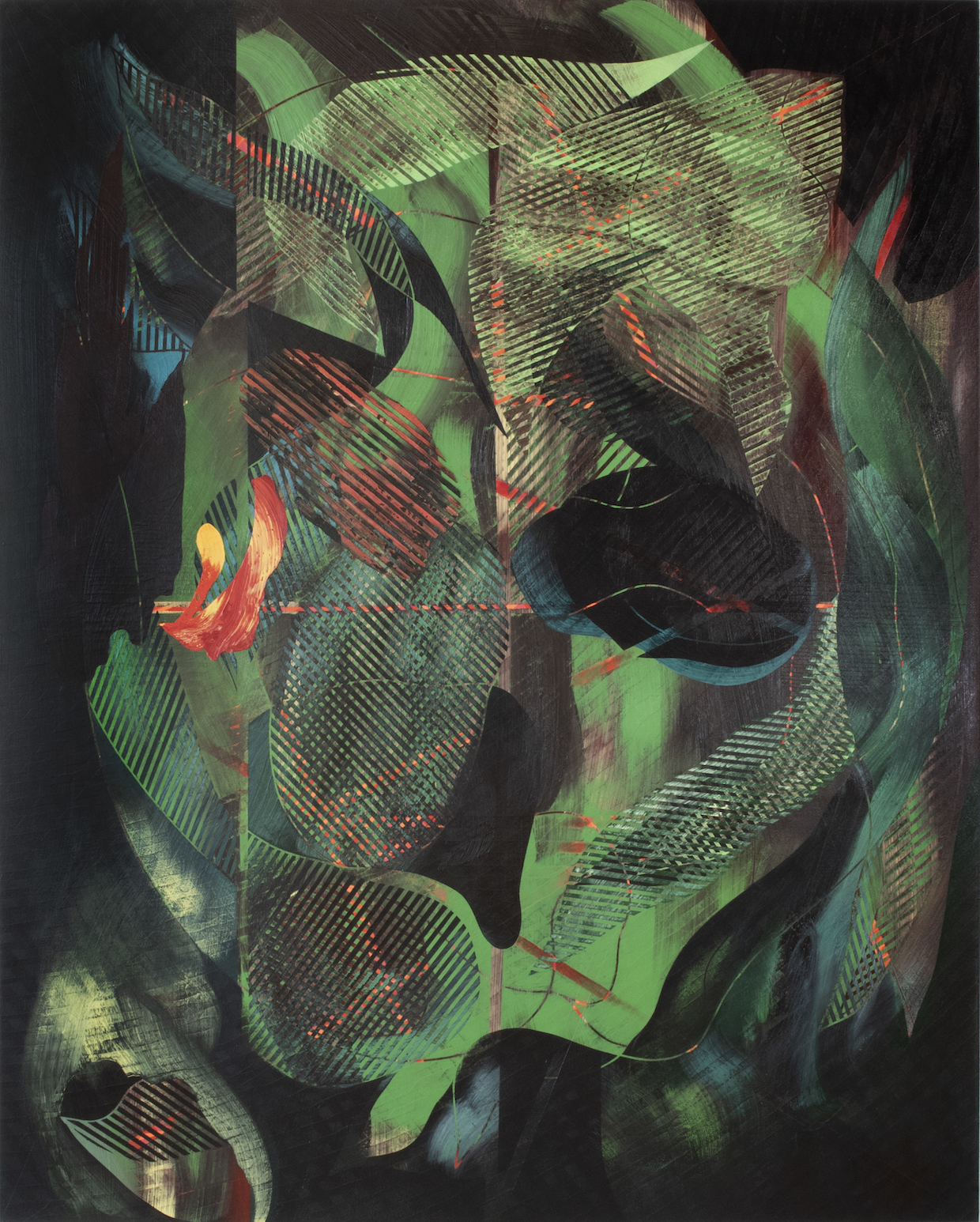  Kim Benson, Night Kiss, 2018, 77 x 62", oil on canvas