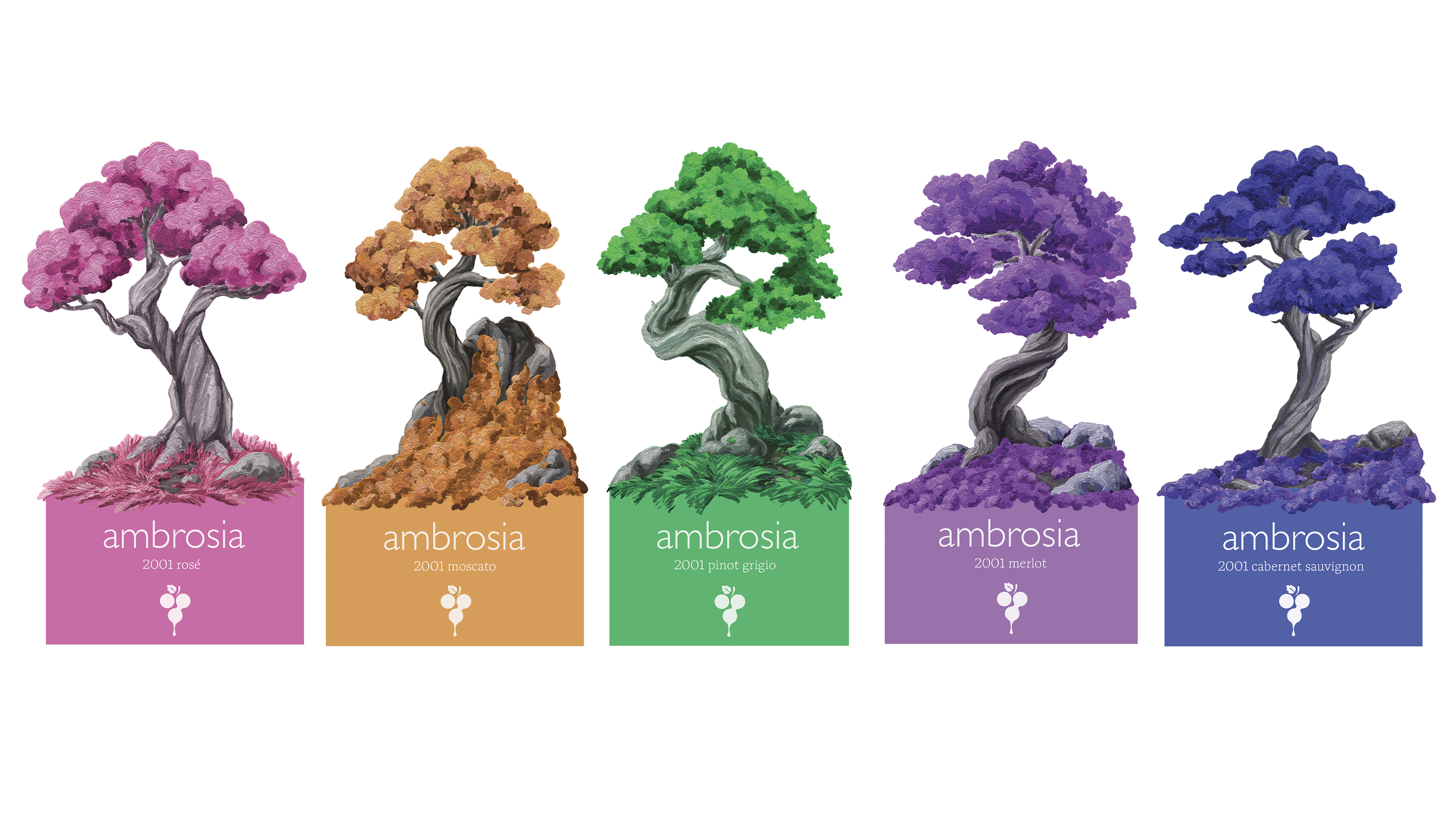 Ambrosia labelsDigital, 7” x 3.5” each, 2023