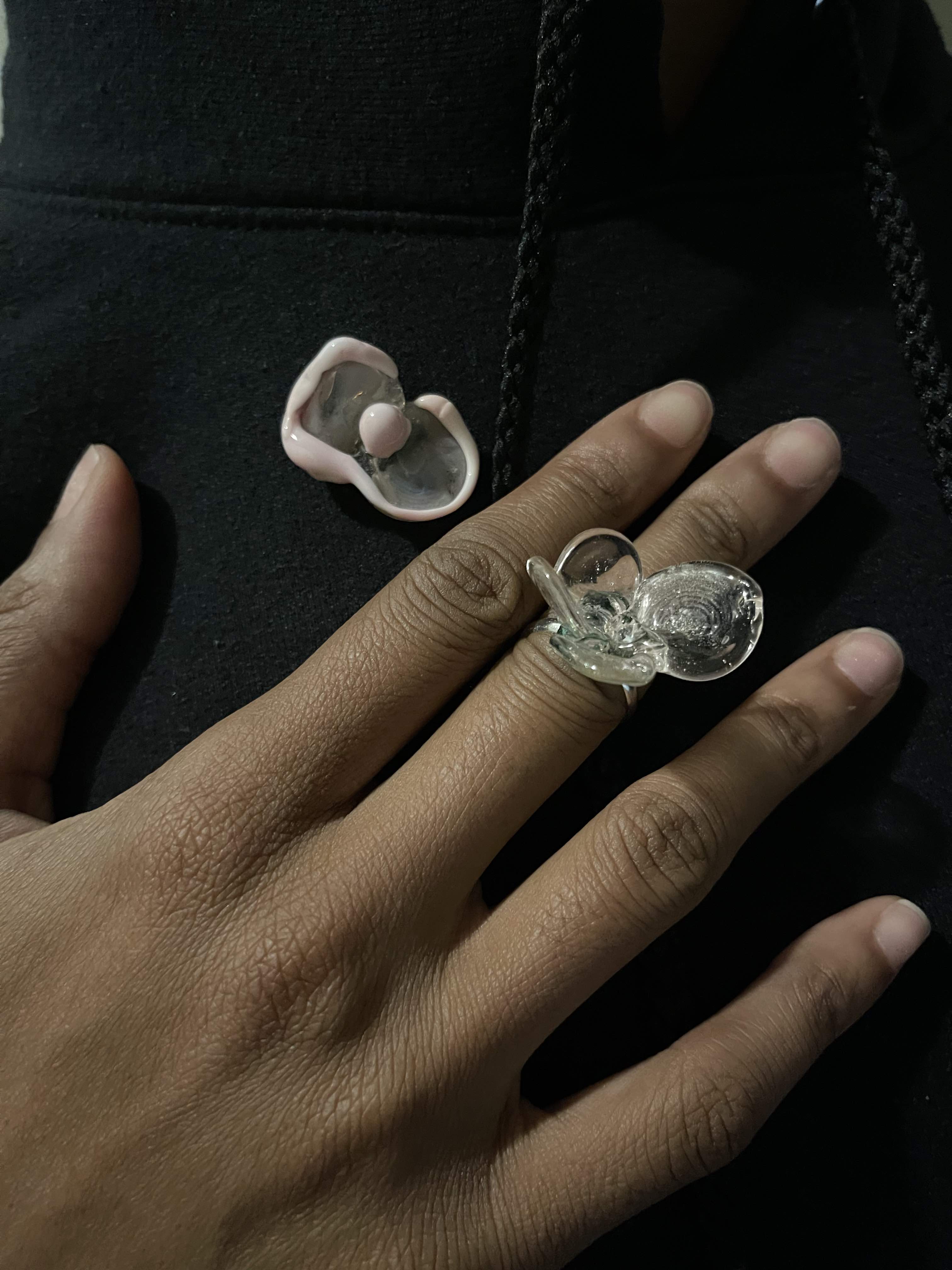 Flameworked Glass Ring and Glass Pin