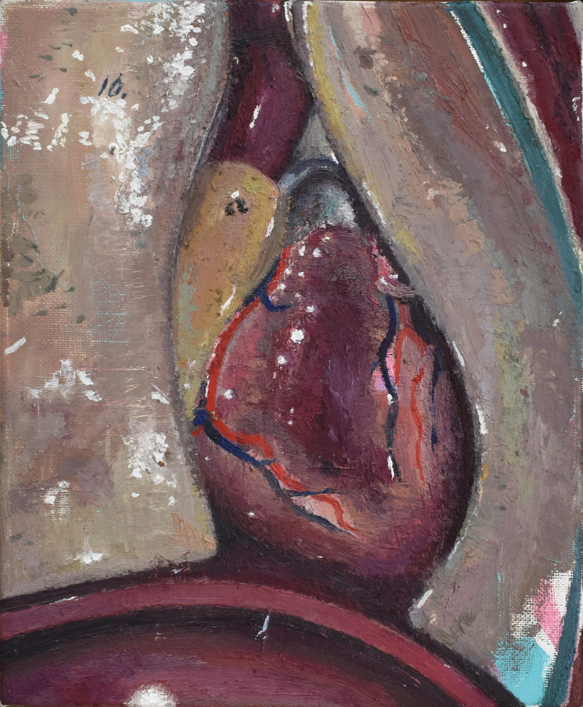 "Modelo de Corazón", 27 x 21 cm, oil on canvas, 2023-24