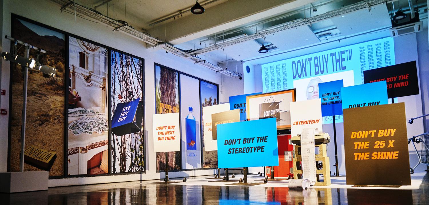EVO Hair “Don’t Buy This” London installation with bold slogan posters and visual art displays.