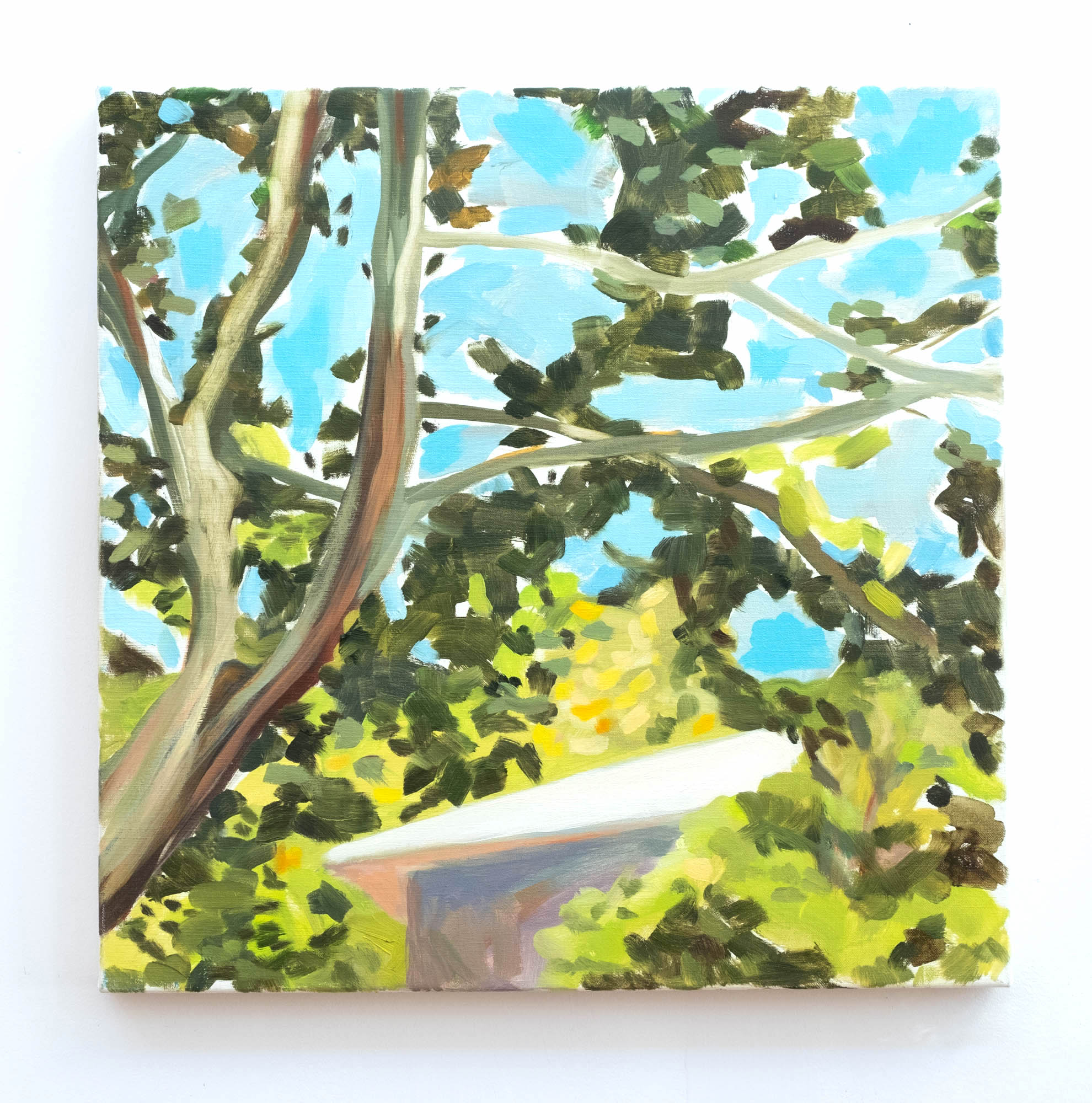 Cloistered roof, oil on linen, 20 x 20 inches, 2019