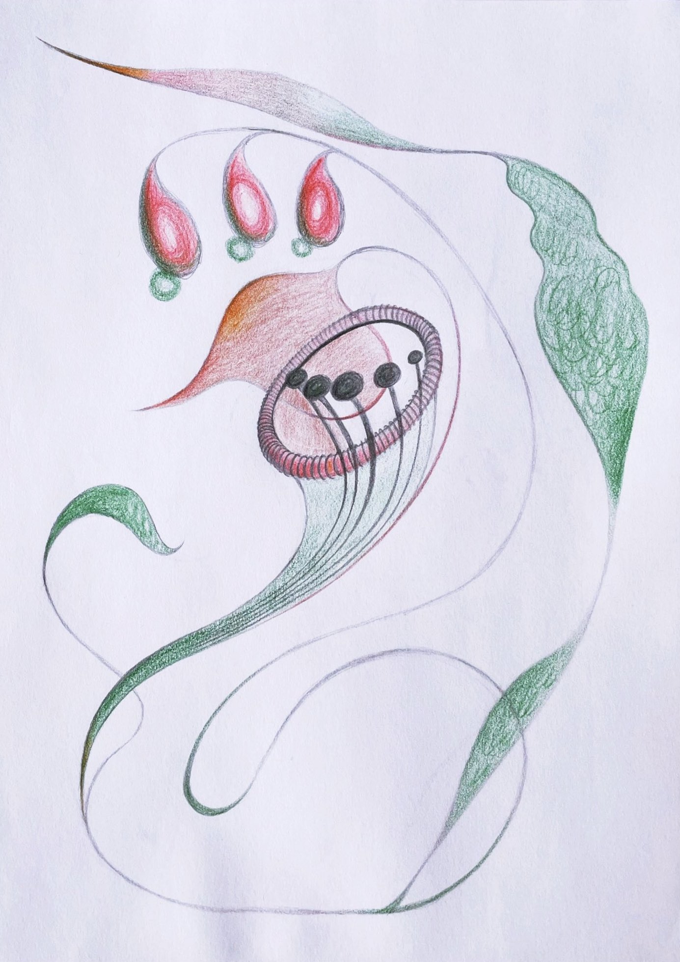 Trap (7"x11", colored pencil & graphite on paper)