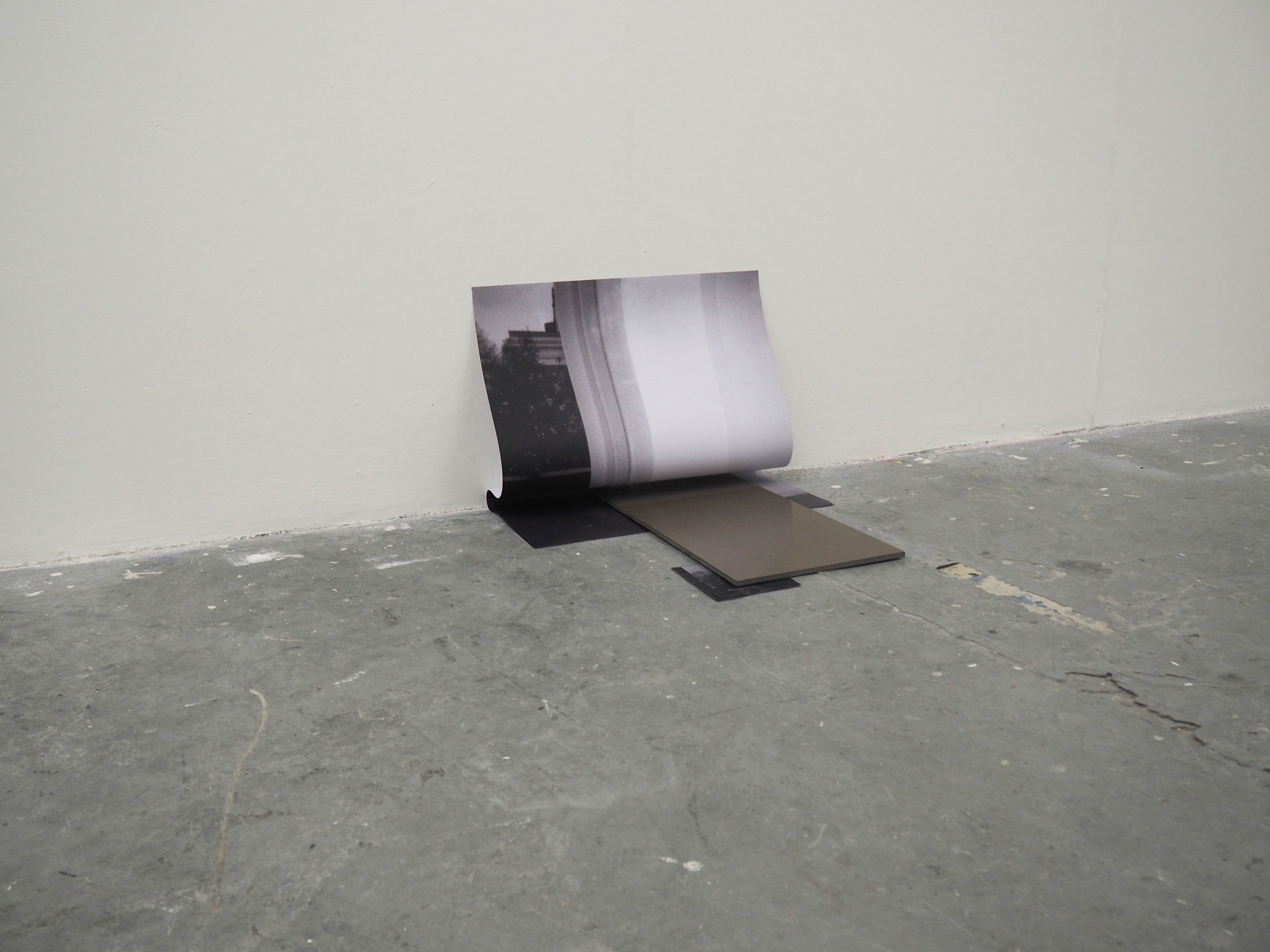 Giulia Cacciuttolo, How many times is once more, 2018, B&W thermal wax prints and stone