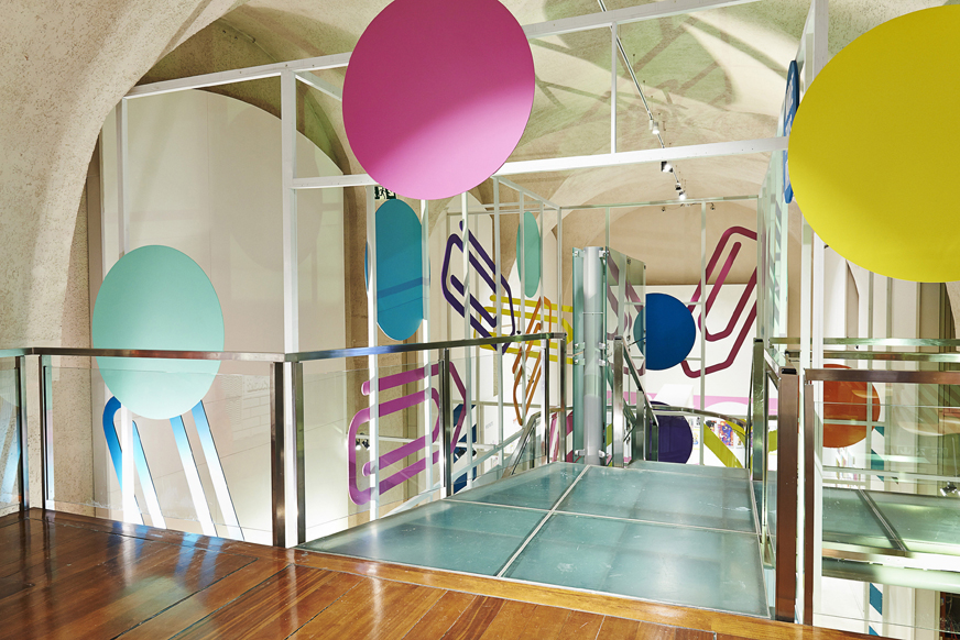 Pick Me Up Graphics Arts Festival, Somerset House. Collaboration with Studio EMMI on visual identity and three dimensional elements integrated throughout the exhibition space - Photography Jess Bonham