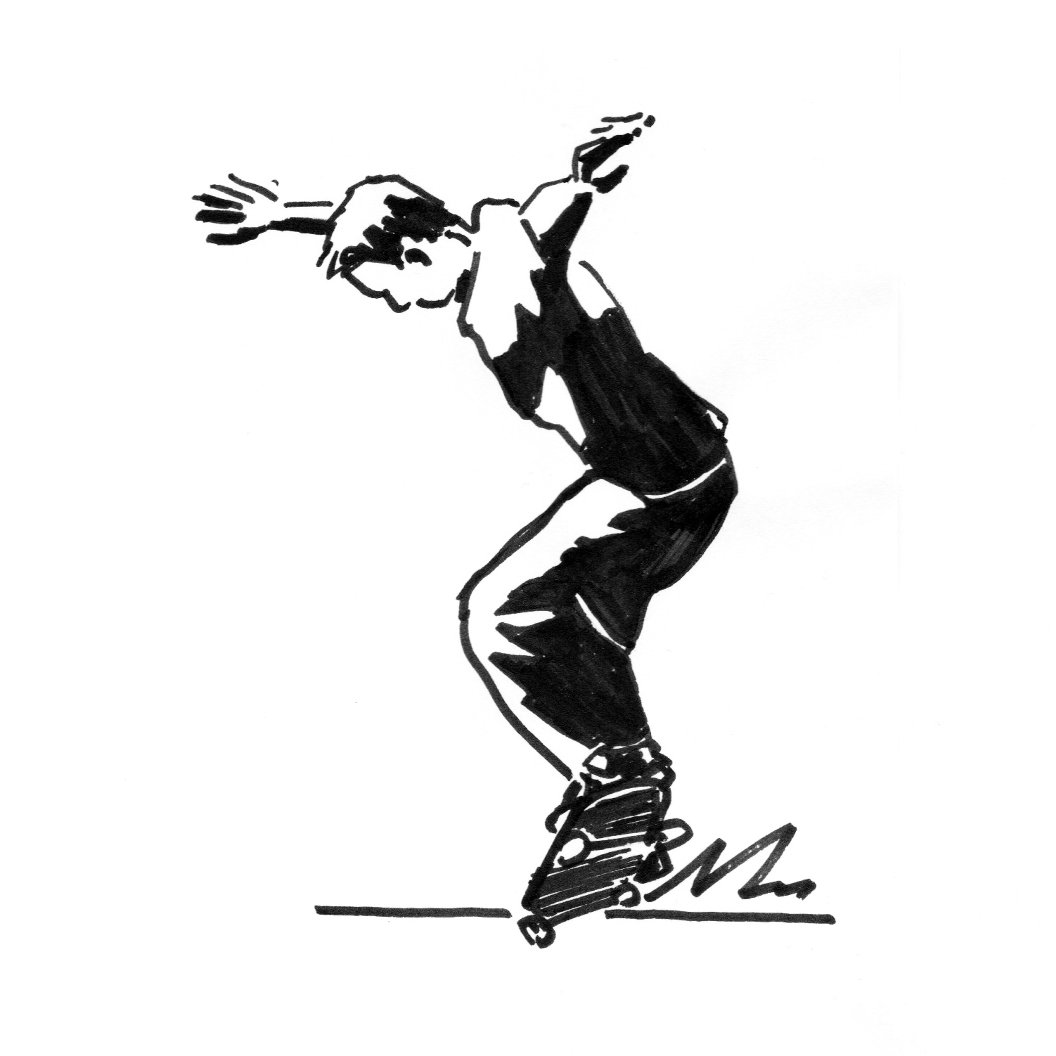 Skate #2 - Ink on paper 21x21 cm