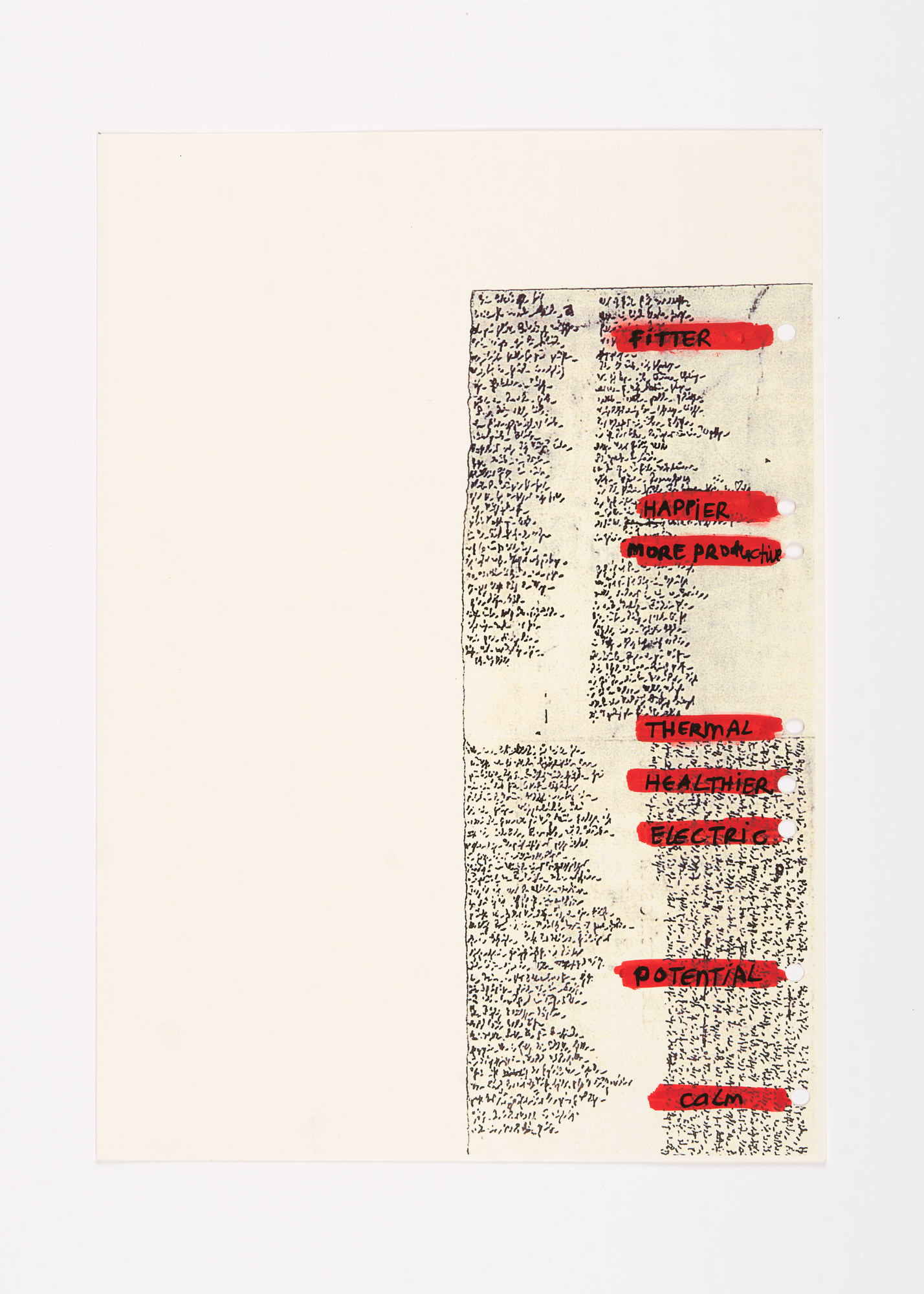 Fitter, happier - Walser drawings 2, 2006 Gouache pen, fountain pen on printed paper 29,7 x 21 cm