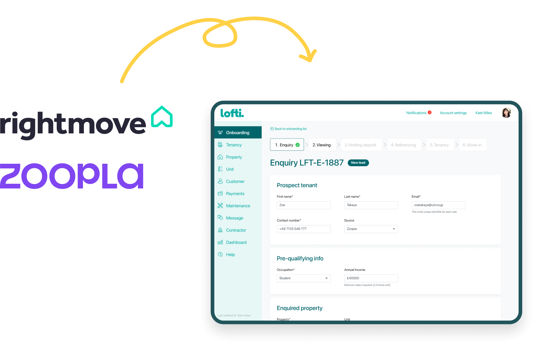 Lead creation integrated with major property portals