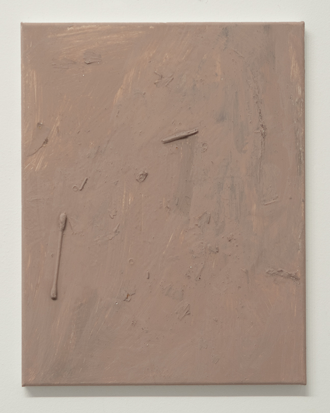 Sulking Room / house paint and debris on canvas / 14in x 11in / 2023