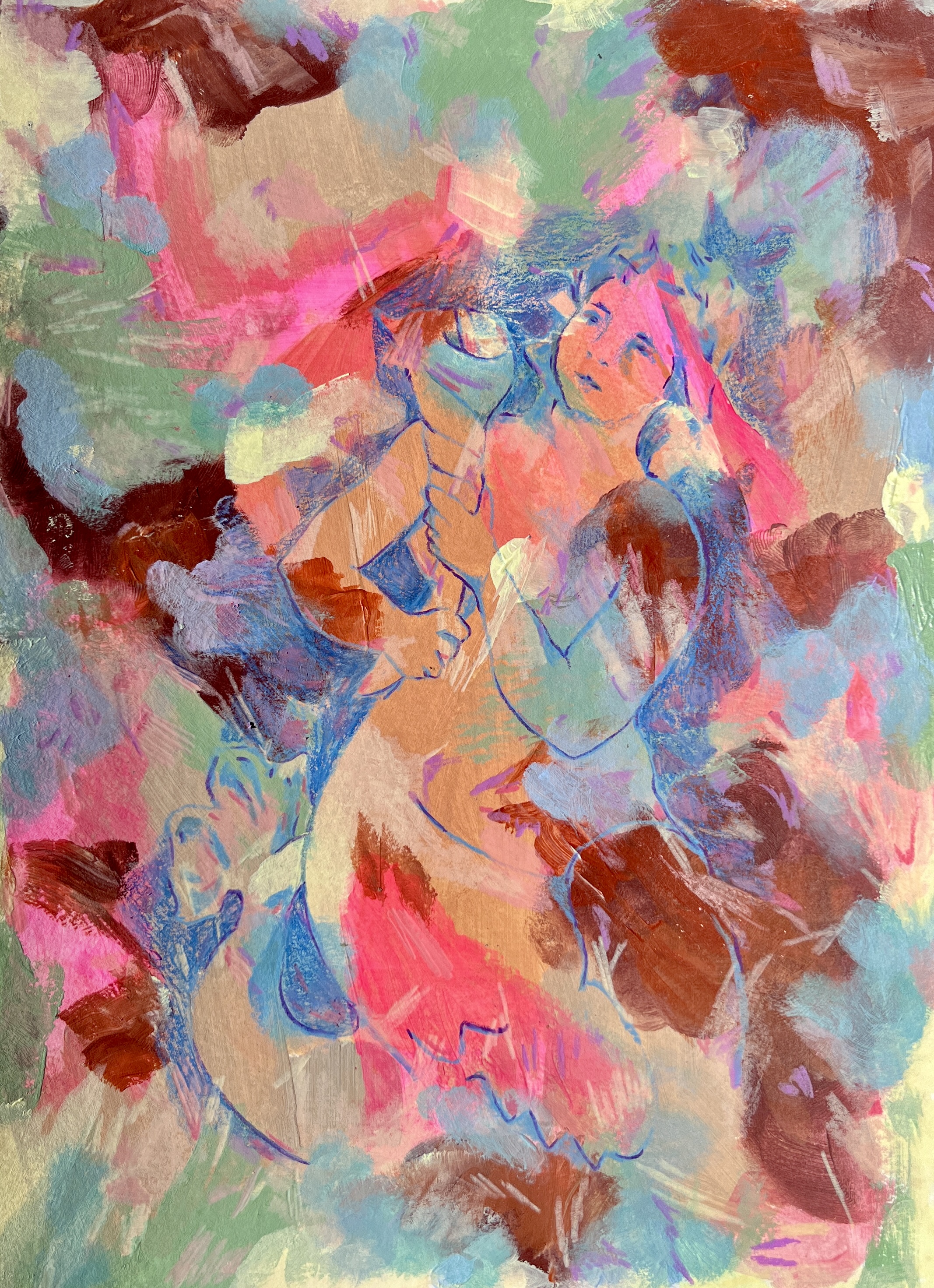 the siren, 9x12 acrylic and colored pencil on aquarelle.