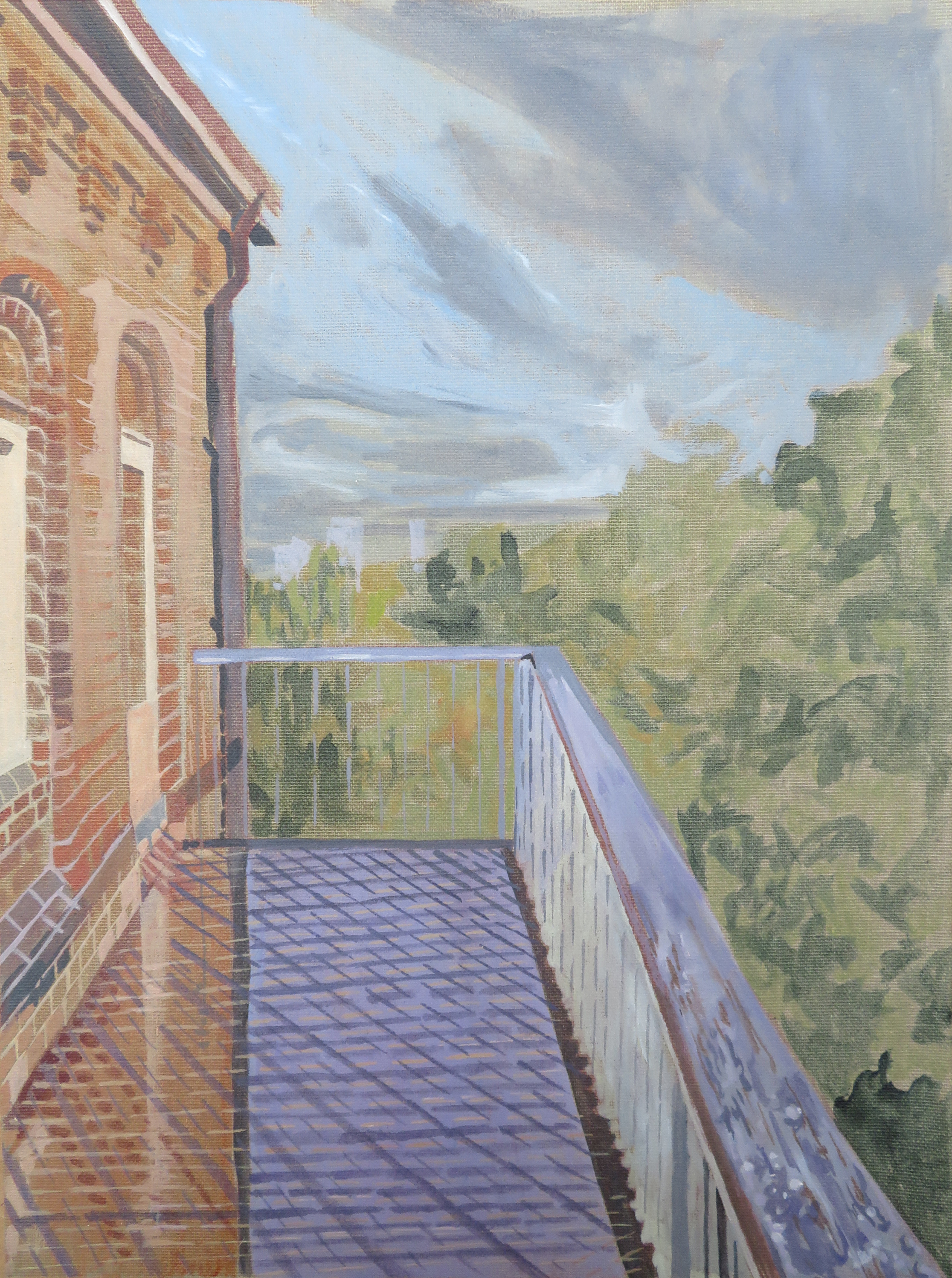 Wet Balcony View (2024), Acrylic on canvas paper