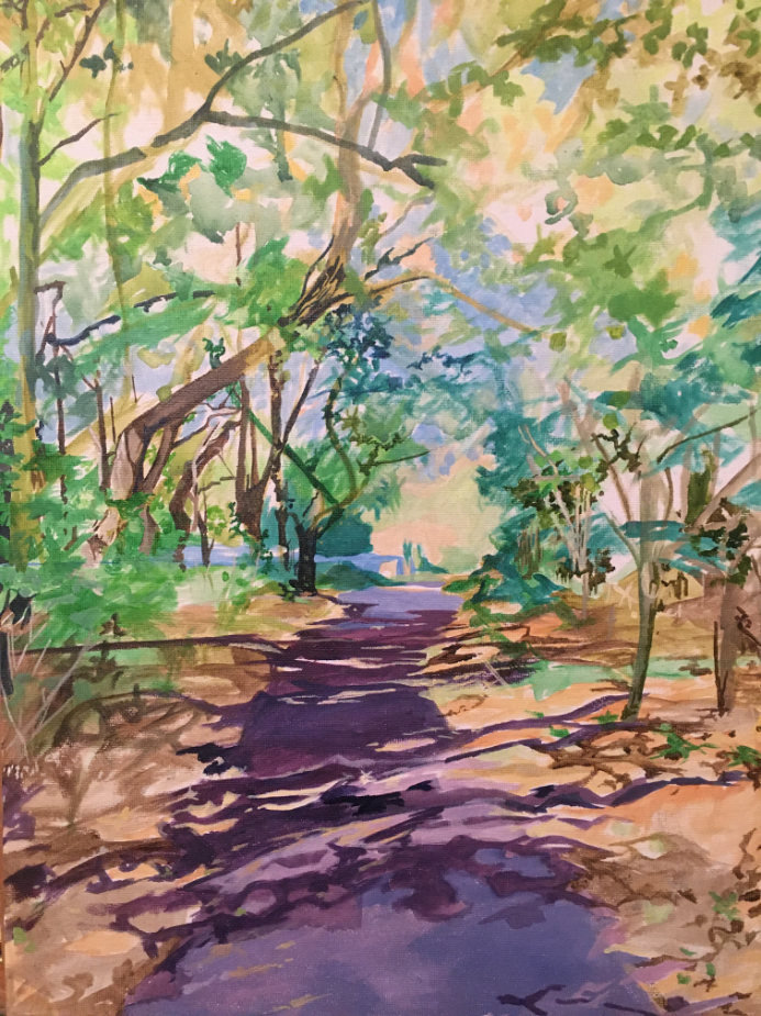 Hackney Path in Nov (2020), acrylic on canvas board, 30x40cm