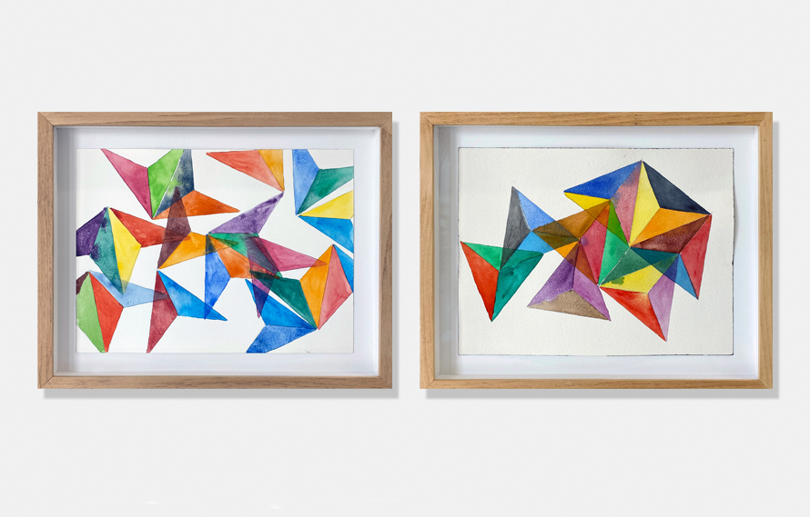 Graciela Hasper, Untitled 8W and Untitled 6W, 2015. Water color on paper, 9 x 12 inches each.