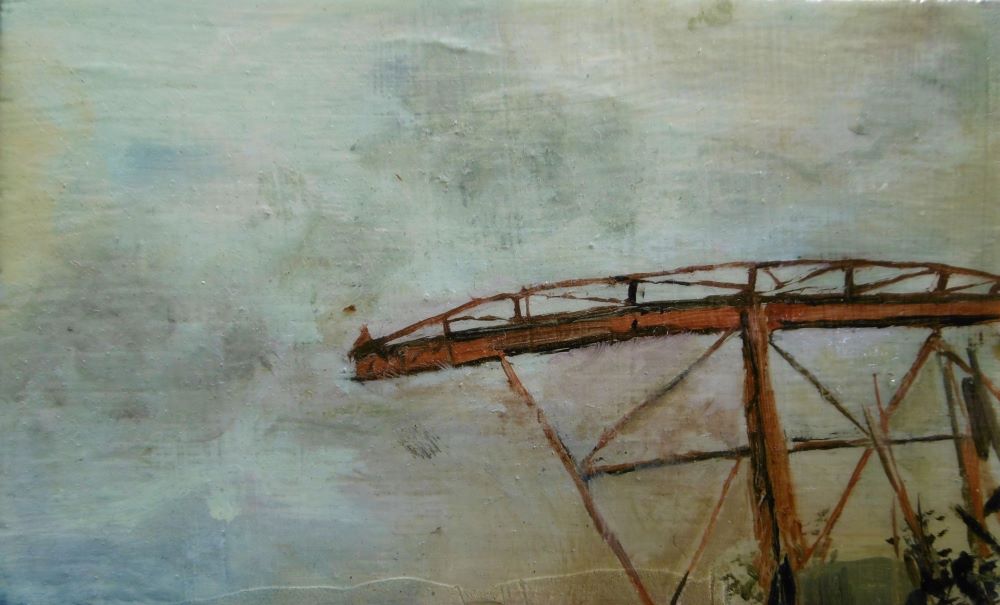 Sitting on the Edge in the Dust, oil on board, 8 x 12.5cm, SOLD