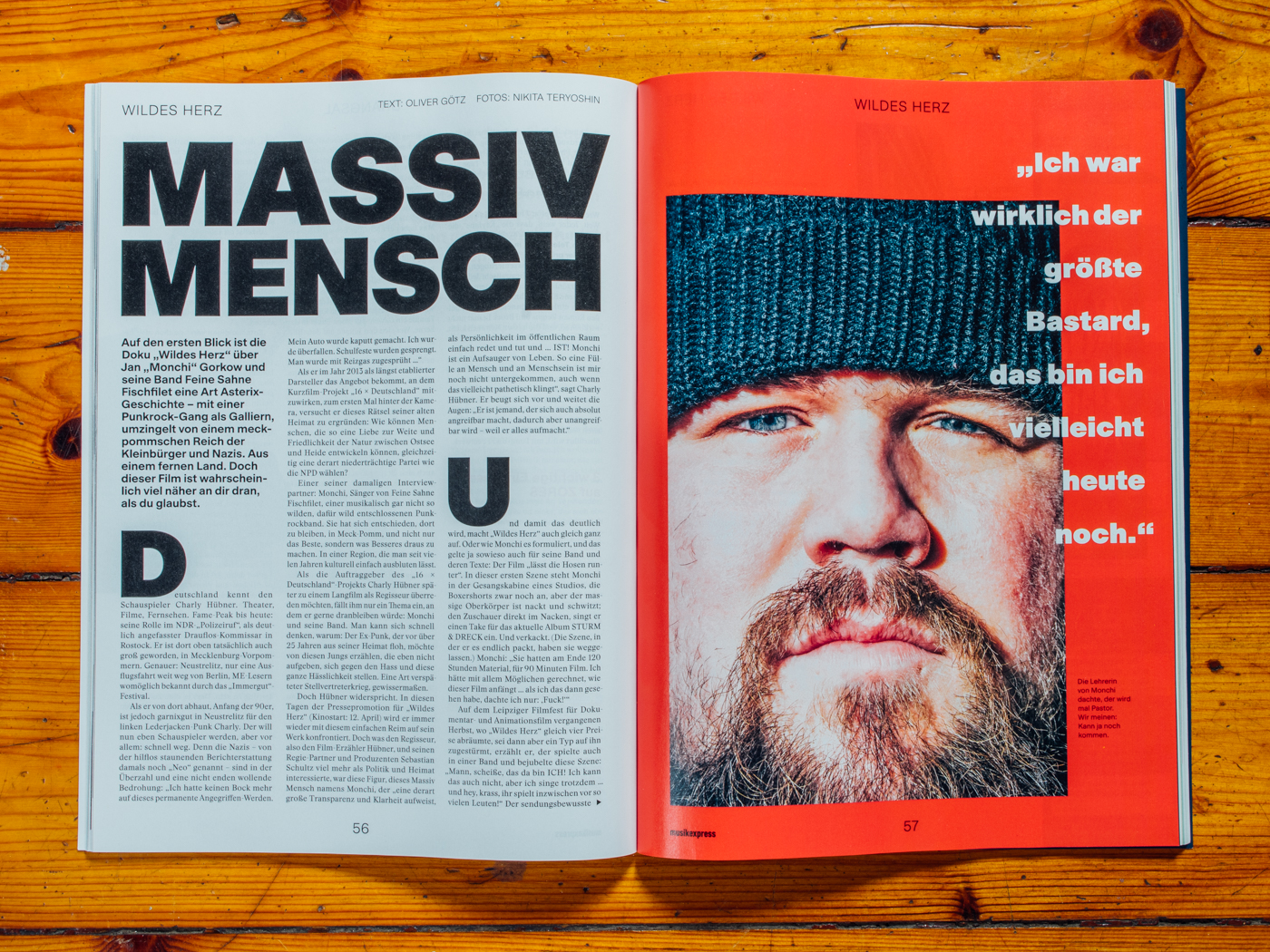 Musikexpress / Portrait von Monchi, Feinesahnefischfilet / April 2018