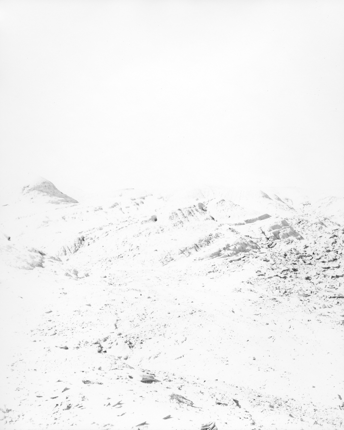 Desert landscape approximately 7.8 miles from test site. Silver Gelatin Fiber Print 2015